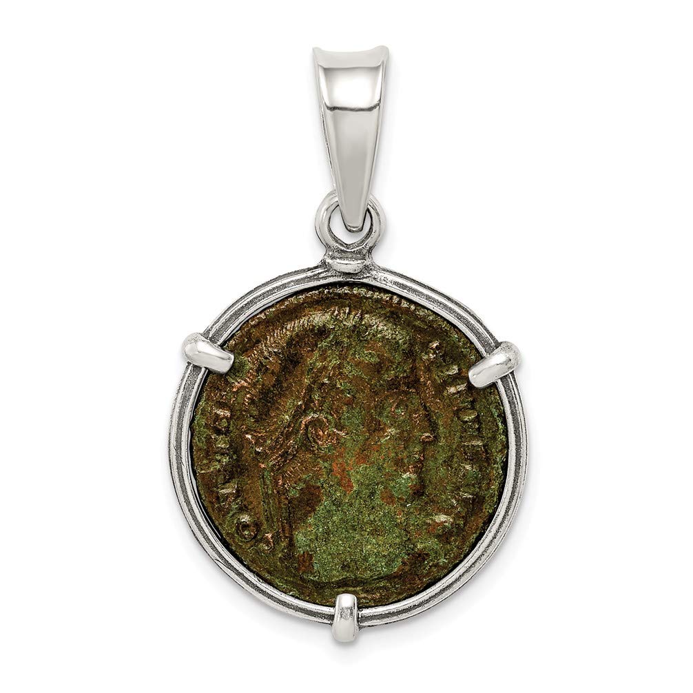 Authentic Sterling Silver Antiqued Roman Bronze Constantine I Coin Pendant - Unisex Jewelry for Men & Women | Perfect for Historical Reenactments, Gift Giving & Fashion Statements