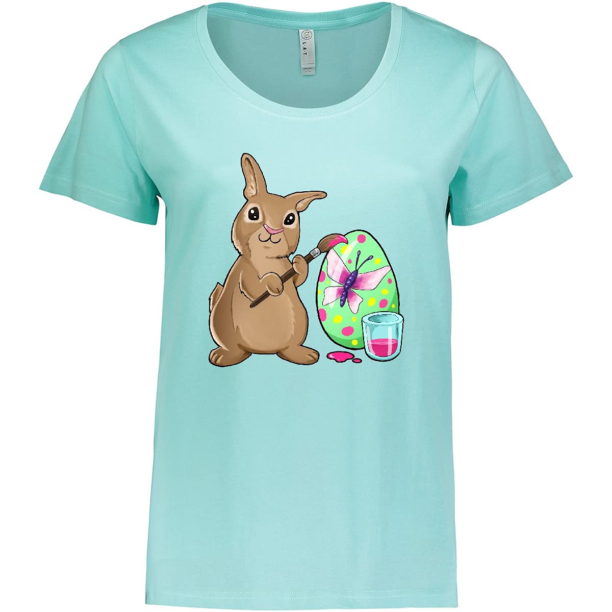 Inktastic Cute Brown Easter Bunny Painting Egg Women's Plus Size T-Shirt - Easter Gift, Spring Outfit, Casual Wear for Women