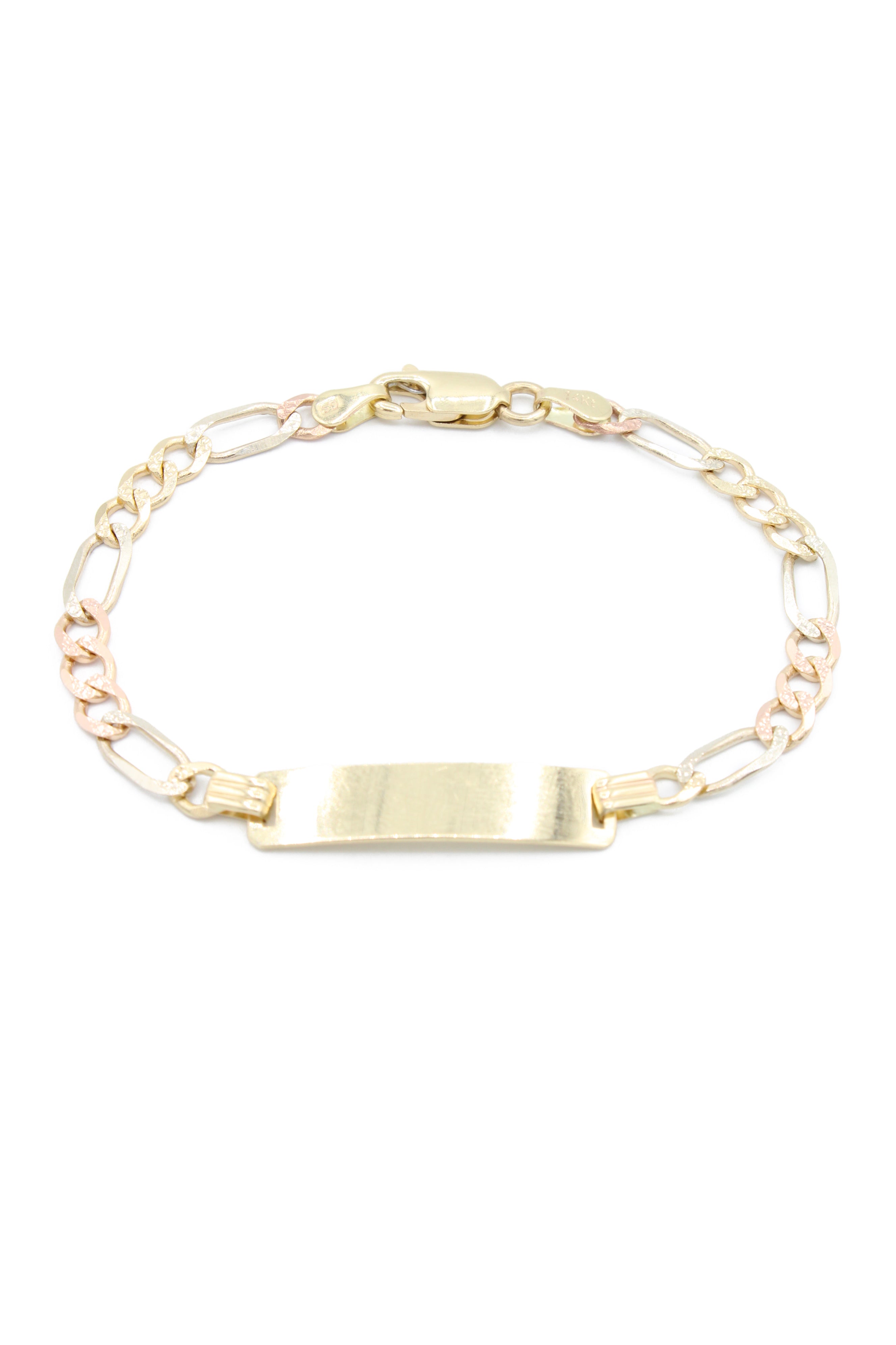 14K Solid Gold Figaro Baby Bracelet - 4mm Wide Engravable Charm Bracelet for Newborns & Toddlers | Perfect Christening Gift, Baby Shower Present & First Birthday Keepsake