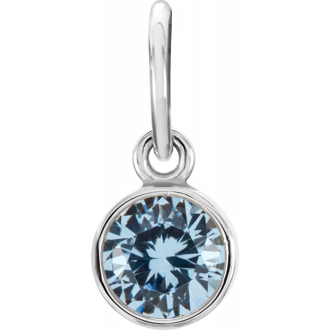 925 Sterling Silver 4mm Round Simulated Aquamarine Charm Pendant Necklace for Women - Elegant Jewelry Gift for Birthday, Anniversary & Special Occasions