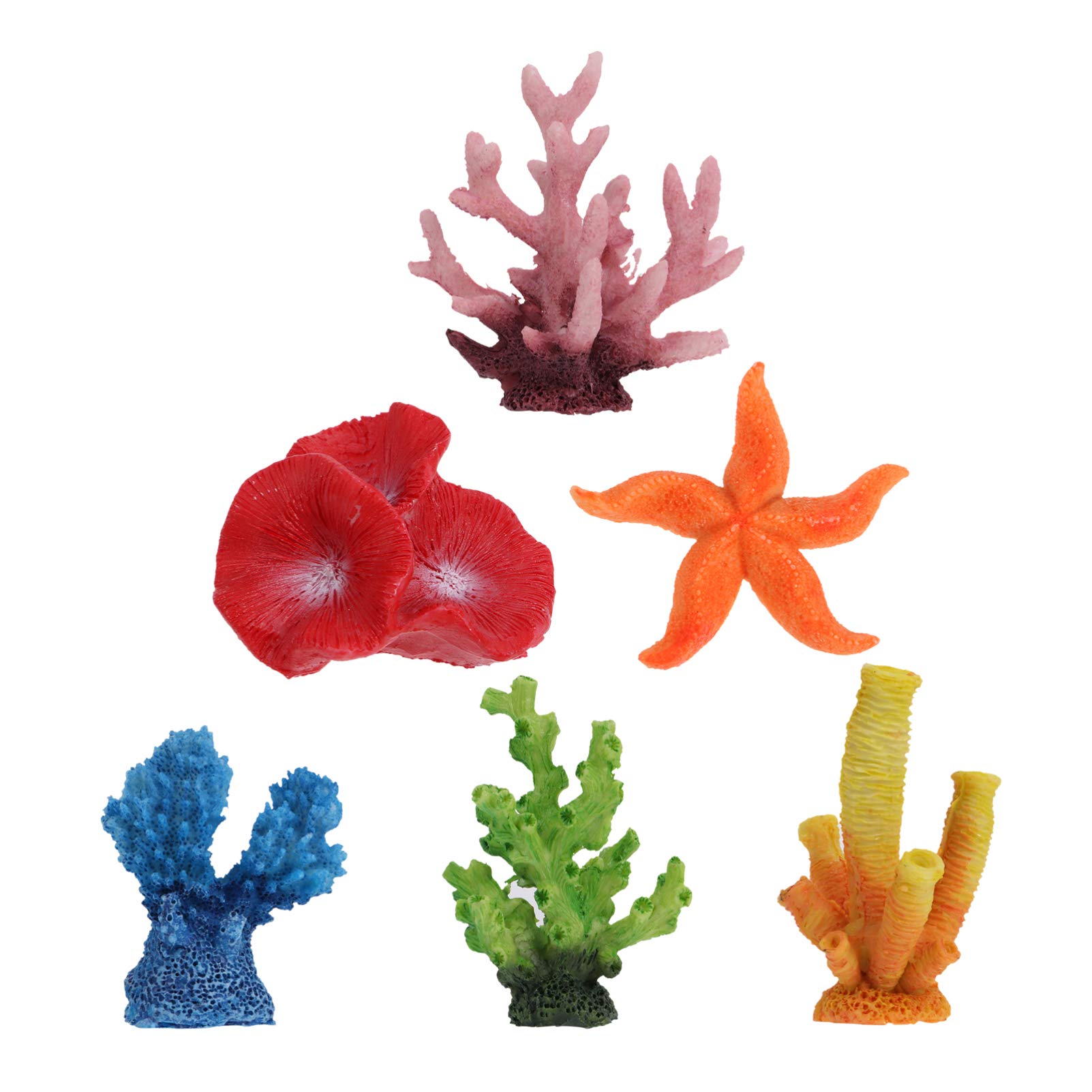 6Pcs Artificial Aquatic Plants - Resin Fish Tank Decor, Fake Underwater Trees for Freshwater & Marine Aquariums - Perfect for Betta Fish Tanks, Aquascaping & Home Decoration