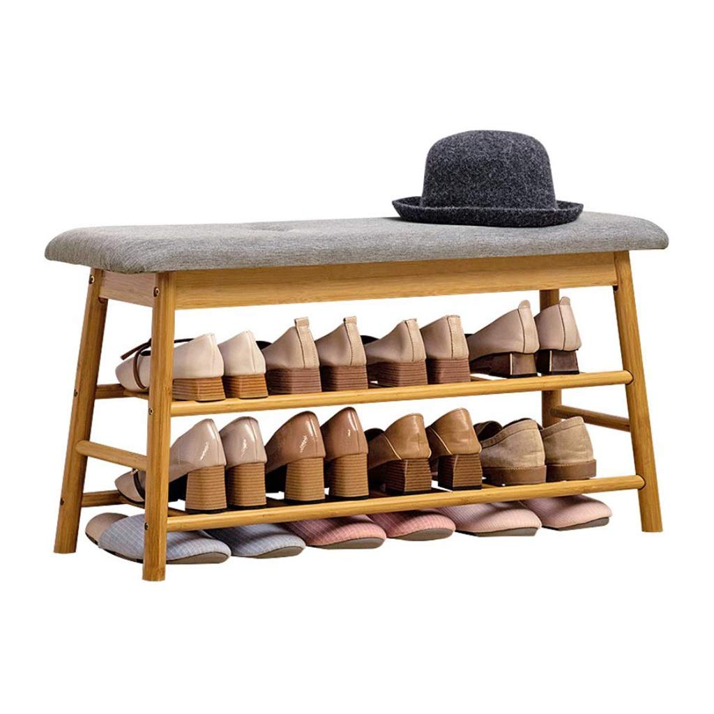 3-Tier Shoe Bench Storage with Seat Cushion - Wooden Entryway Shoe Rack Organizer for Hallway, Living Room & Bedroom - Perfect for Small Space Organization & Quick Shoe Access