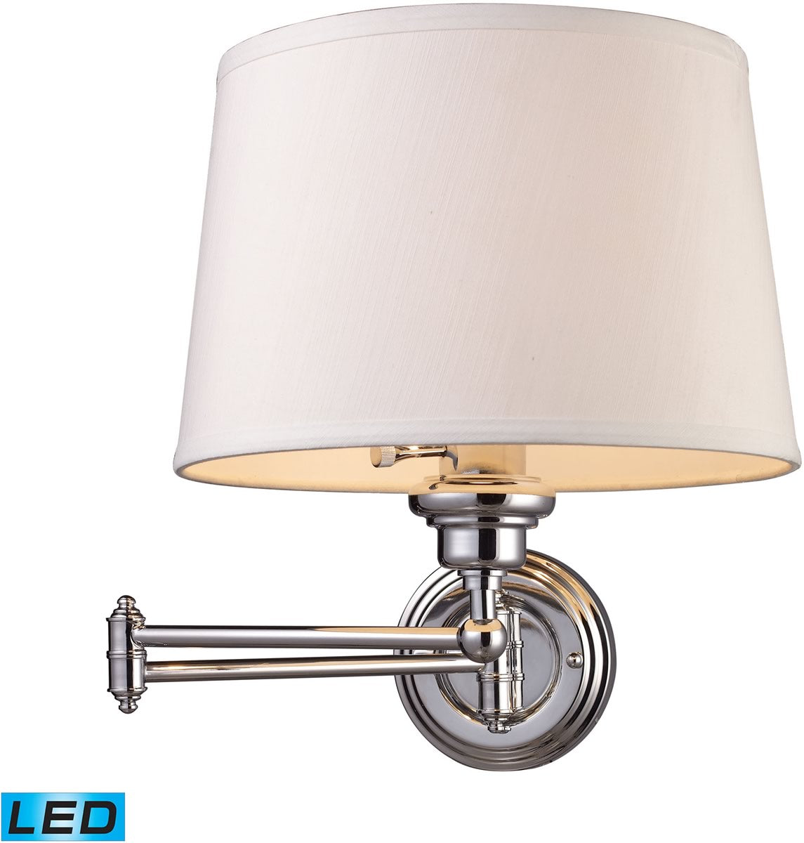 12W Westbrook 1 Light LED Swing Arm Wall Sconce in Polished Chrome - Perfect for Bedroom, Living Room, and Hallway Lighting