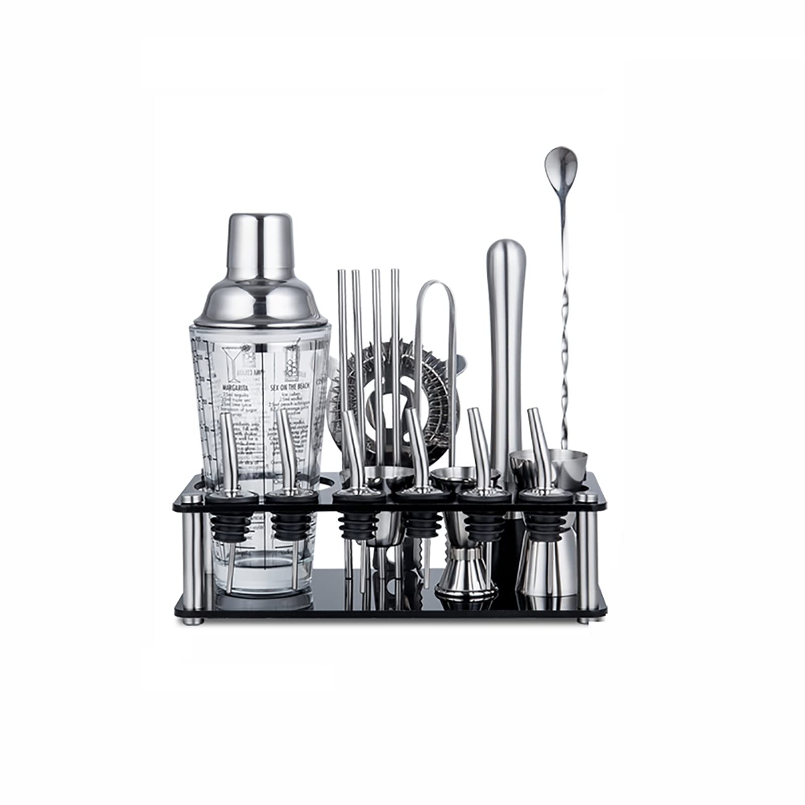 GRFSD 19-Piece Stainless Steel Bartender Mixer Kit - Professional Cocktail Shaker Set with Bar Tools for Home & Commercial Use | Perfect Gift for Mixologists & Drink Making Enthusiasts | Ideal for Parties, Bars & Home Entertaining