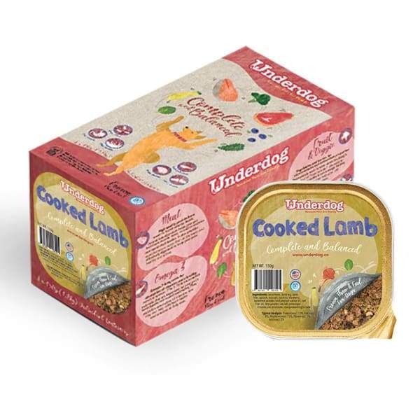 Premium Underdog Cooked Lamb Fresh Frozen Dog Food - 1.2kg (2.65lb) Grain-Free Natural Protein for Puppies & Adult Dogs - Perfect for Mealtime, Training Treats & Digestive Health