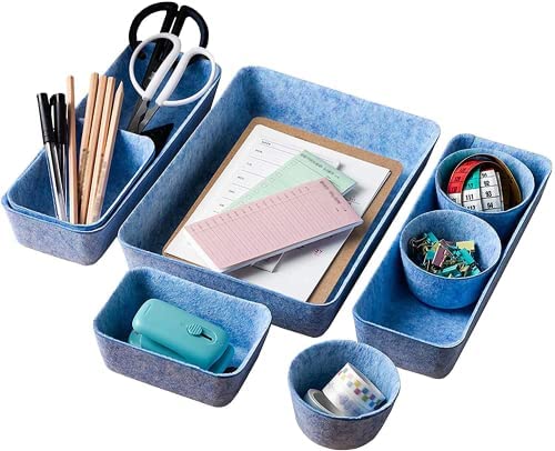 HJNATTY Felt Desk Drawer Organizer Tray Set - 8 Piece Honeycomb Drawer Dividers for Office Supplies, Desk Accessories & Workspace Organization - Perfect for Home Office, School, and Workspace Storage Solutions