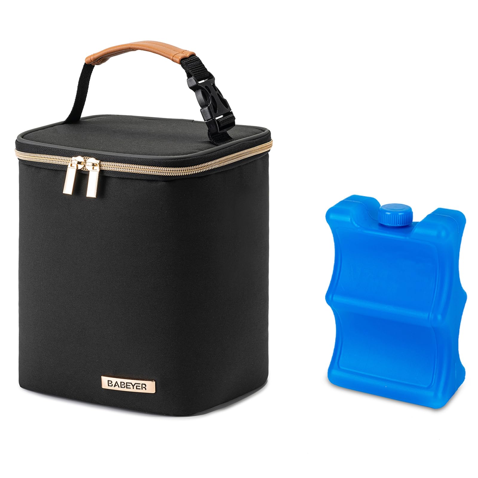 Insulated Breastmilk Cooler Bag with Ice Pack - Holds 4 Baby Bottles (Up to 9oz) - Perfect for Nursing Moms, Daycare & Travel - Portable Milk Storage Solution for Work, Park & On-the-Go - Black