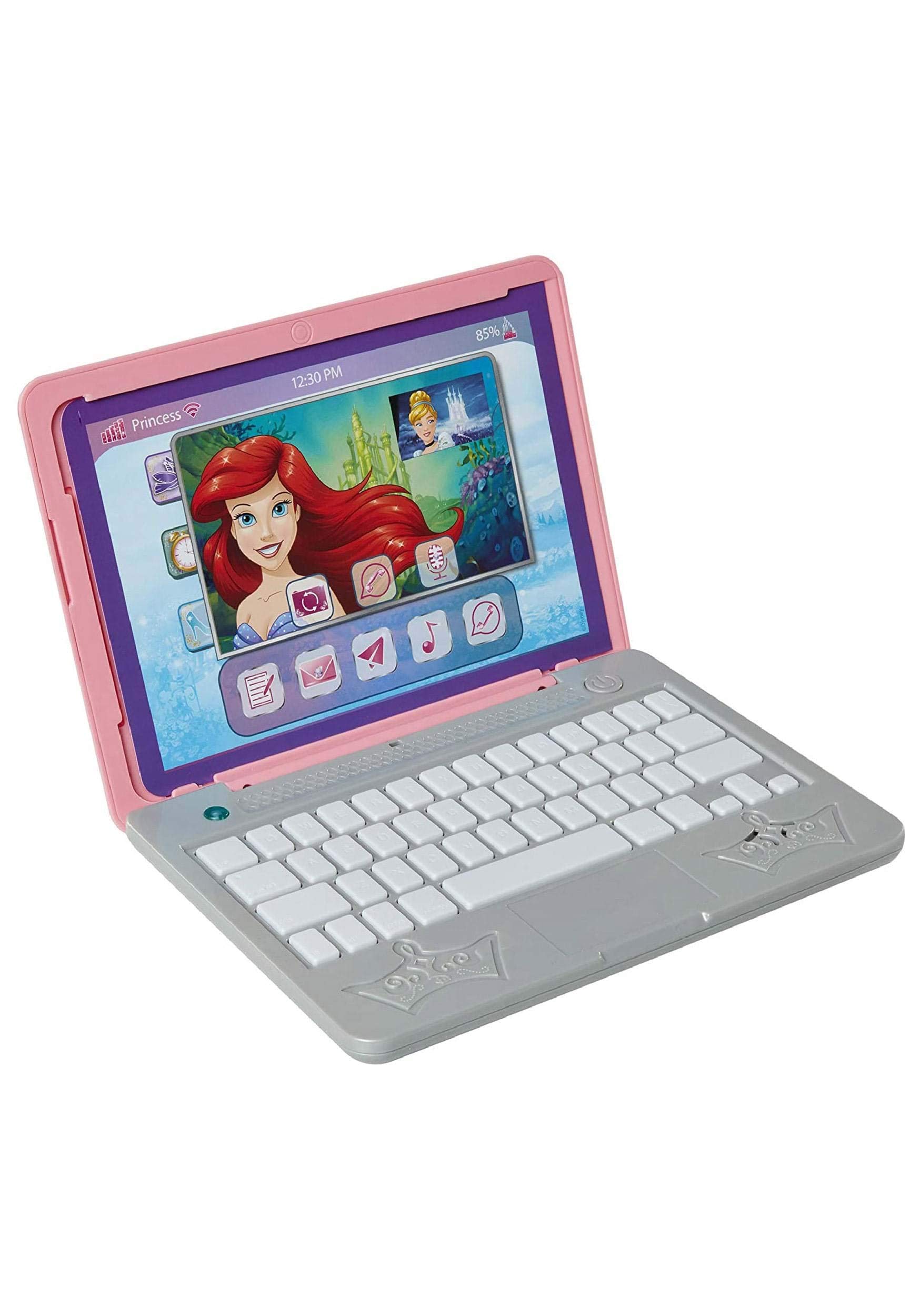 Disney Princess Interactive Play Laptop for Girls with Sounds & Lights, Removable Double-Sided Background, Educational Toy for Ages 3+, Perfect for Pretend Play & Learning at Home