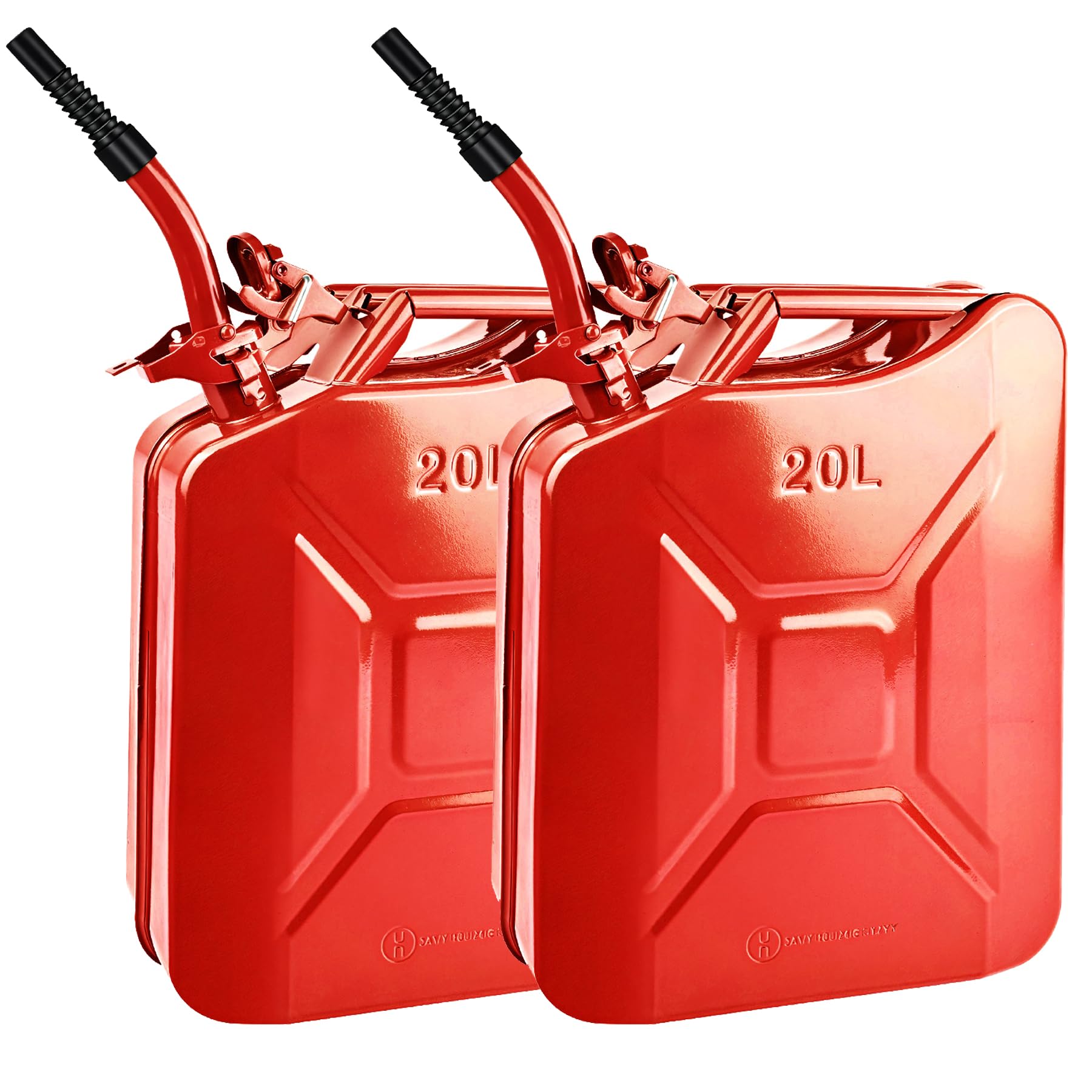 2 Pack 20L 5 Gallon Gasoline Transfer Tank with Spout System - Portable Fuel Container for Cars, SUVs, ATVs, UTVs, Trucks, Motorcycles, Dirt Bikes, Lawn Mowers & Boats (Red) - Ideal for Motorsports, Off-Road Adventures & Emergency Fuel Storage