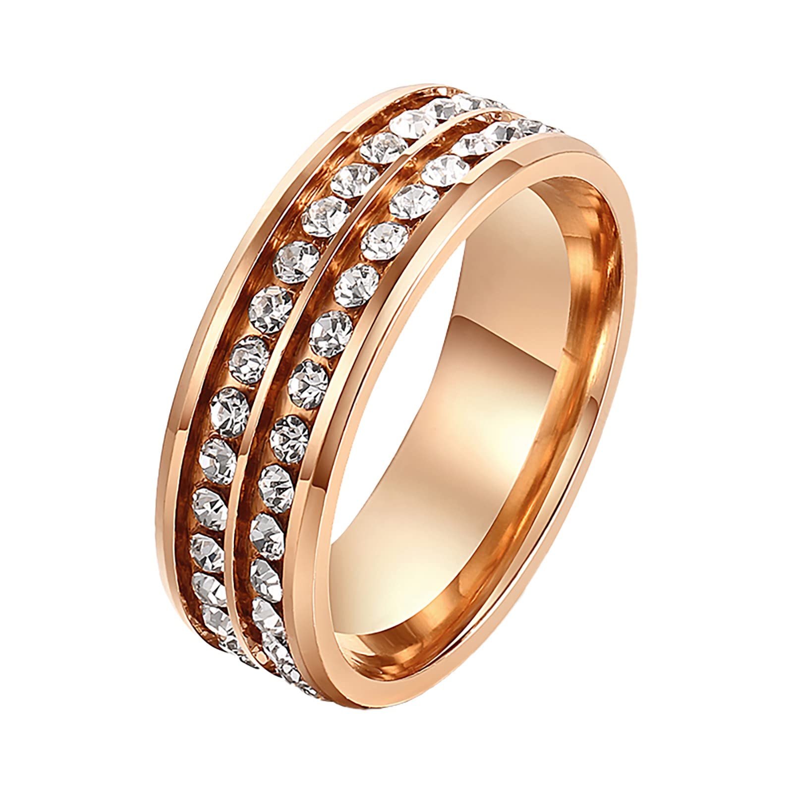 2-Piece Diamond Ring Set for Women & Men - Universal Full Row Rings for Couples, Weddings, Anniversaries & Special Occasions