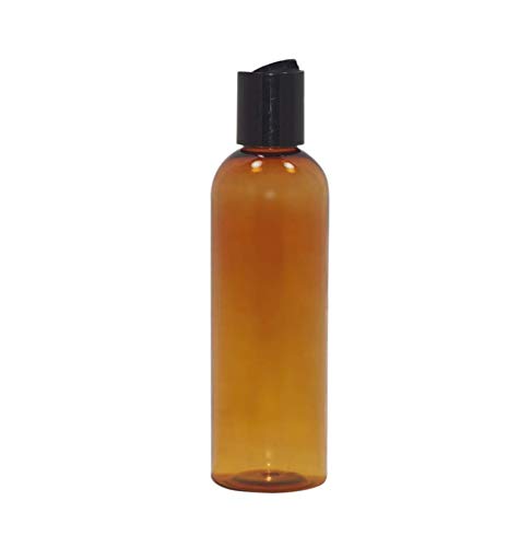 24-Pack 4 oz Light Amber Cosmo Empty Refillable Plastic Bottles with Press Disc Cap - Perfect for DIY Cosmetics, Essential Oils & Travel Toiletries