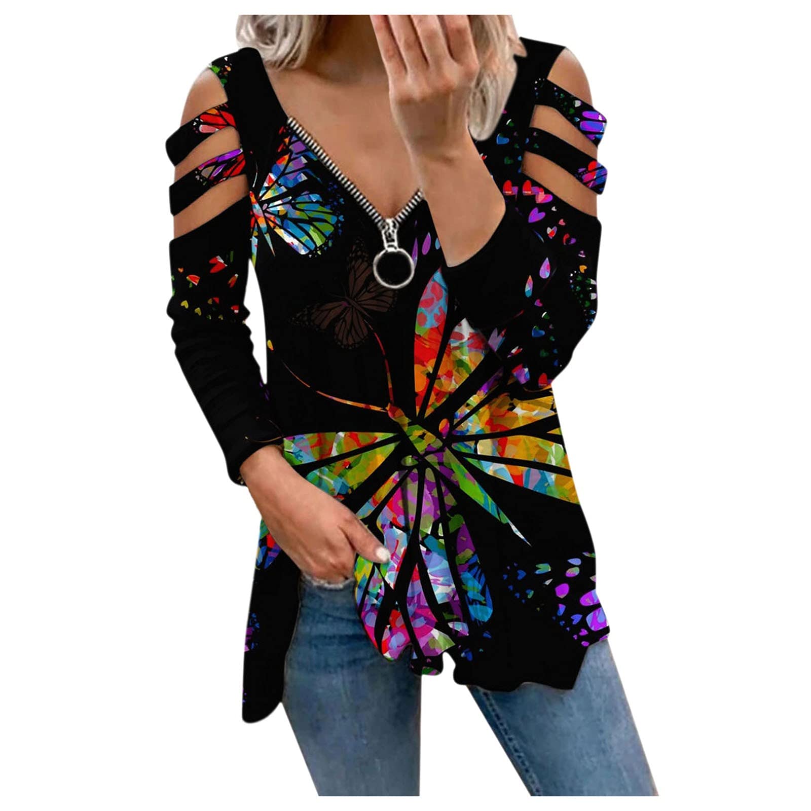Lightweight Women's Color Block Oversized Waffle Knit Sweater - V Neck Long Sleeve Button Down Blouse for Casual Outfits & Fall Layering