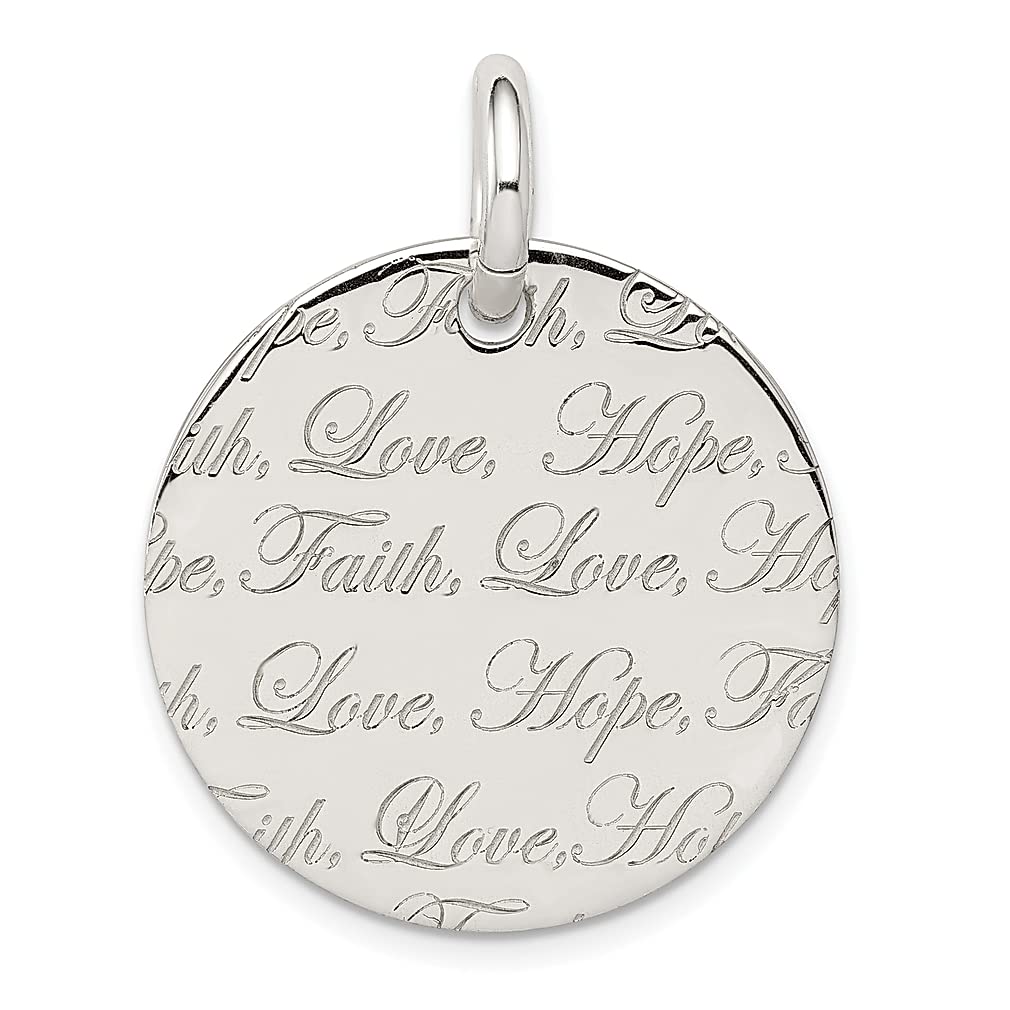 925 Sterling Silver Love Hope Faith Engraved Pendant Necklace - Inspirational Religious Jewelry for Women - Perfect Gift for Her, Mom, Wife - Ideal for Church, Weddings & Special Occasions