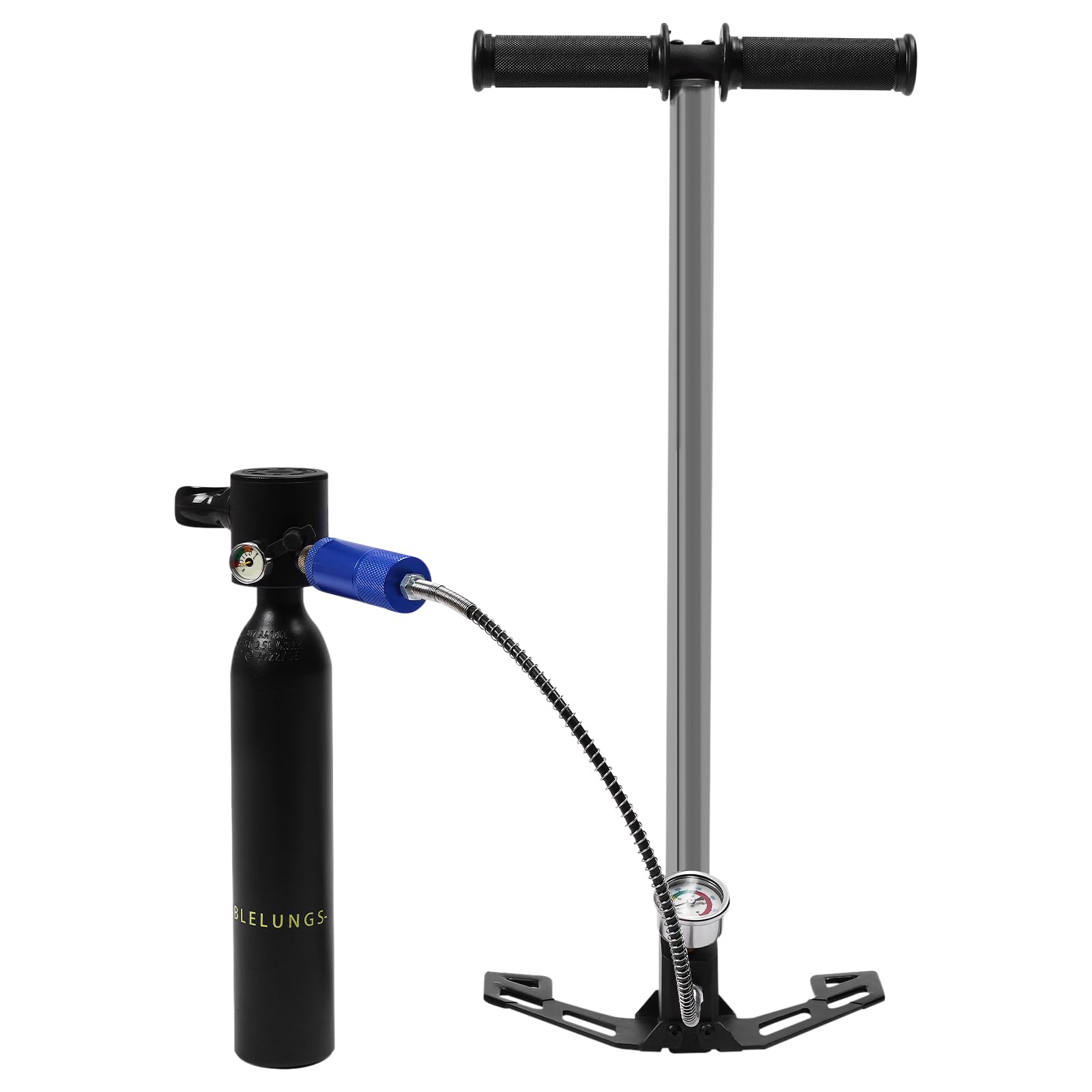 Portable Mini Scuba Oxygen Tank Pump - 0.5L/0.53Qt High Pressure Air Tank with Pressure Gauge & Regulator - Manual Underwater Breathing Equipment for Snorkeling, Diving & Emergency Oxygen Supply