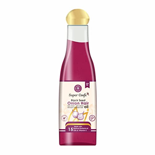 Super Cosfe Black Seed Onion Hair Oil for Hair Growth & Thickness - 200ml | Natural Treatment for Dry, Damaged Hair | Perfect for Daily Scalp Massage & Nourishment