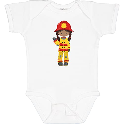 Inktastic African American Girl Firefighter Baby Bodysuit - Cute Fireman Outfit for Toddlers & Infants - Perfect for Fire Station Visits, Career Day & Playtime