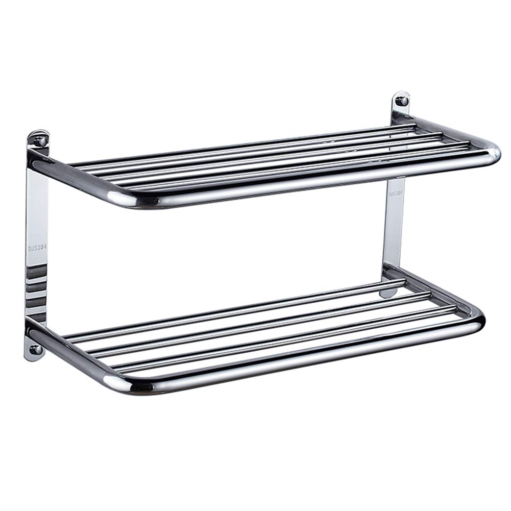 Stainless Steel Shower Shelf Organizer - Wall Mounted Bathroom Towel Rack, 2-Tier Space Saving Storage (70x22x30cm), No Drill Installation for Showers & Bathrooms - Perfect for Small Spaces & Apartment Living