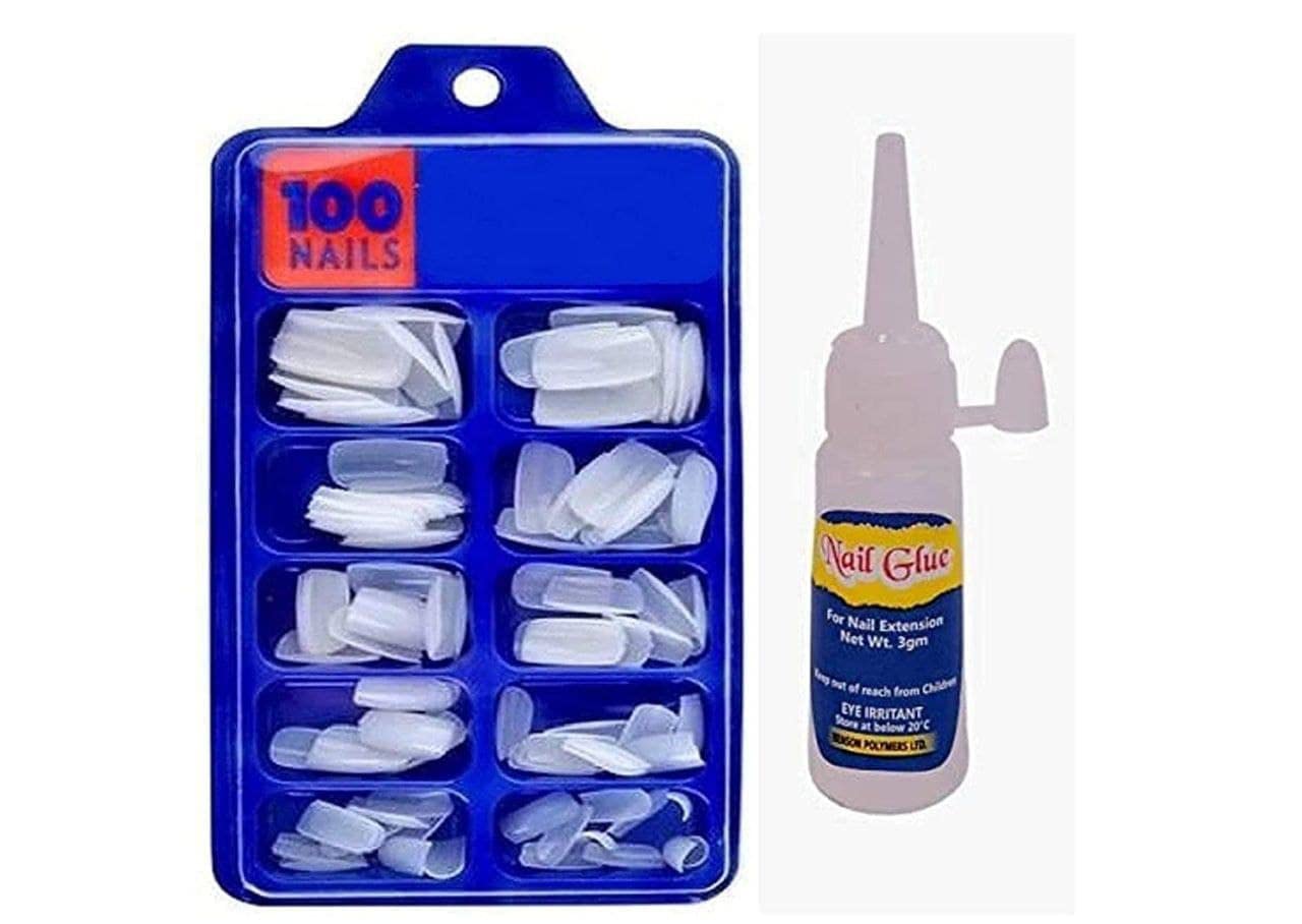 KTABRIZ 100 Pcs Artificial Nails Set for Women & Girls - Glamorous Press-On Nails with Strong Adhesive | Perfect for Parties, Weddings, and Everyday Wear (Pack of 100)