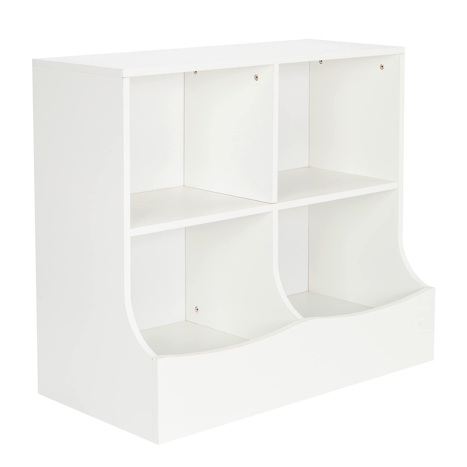 HOSKL 4-Cubby Kids Bookcase - White Multi-Bin Storage Cabinet with Footboard, Toy Organizer & Bookshelf for Children's Bedroom, Nursery, Playroom | Perfect for Organizing Toys, Books & Kids' Room Decor