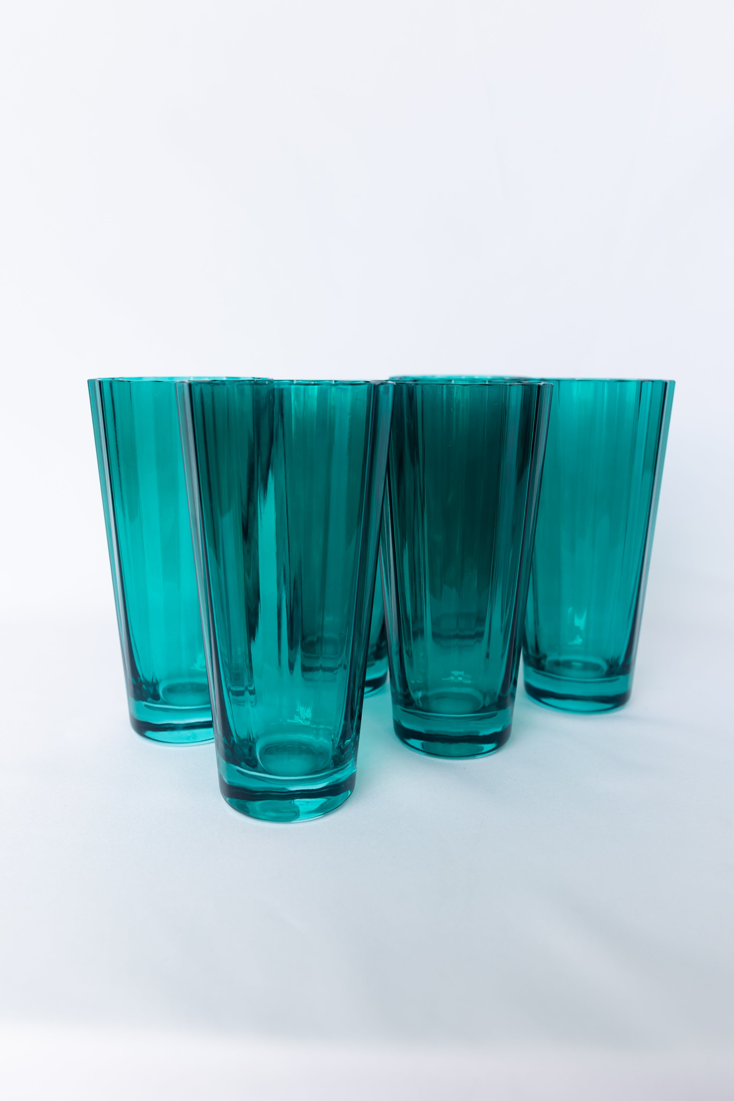 Estelle Colored Sunday Highball Glasses Set of 6 - Emerald Green | Elegant Drinking Glasses for Cocktails, Iced Tea & Entertaining | Perfect for Home Bar, Parties & Gifts