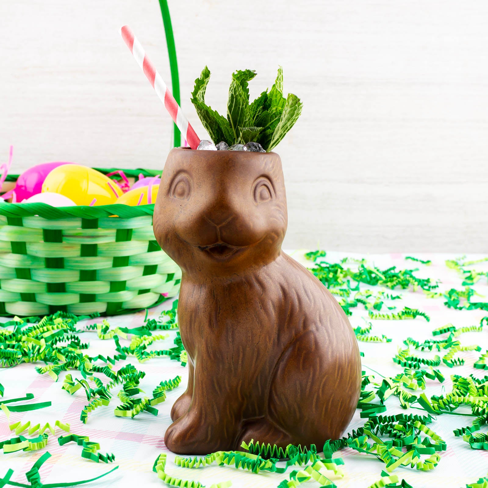 BarConic® Chocolate Bunny Tiki Cup - Fun & Festive Party Drinkware for Tropical Themed Events, Luaus, and Summer Gatherings - Perfect for Cocktails, Mocktails, and Themed Decor