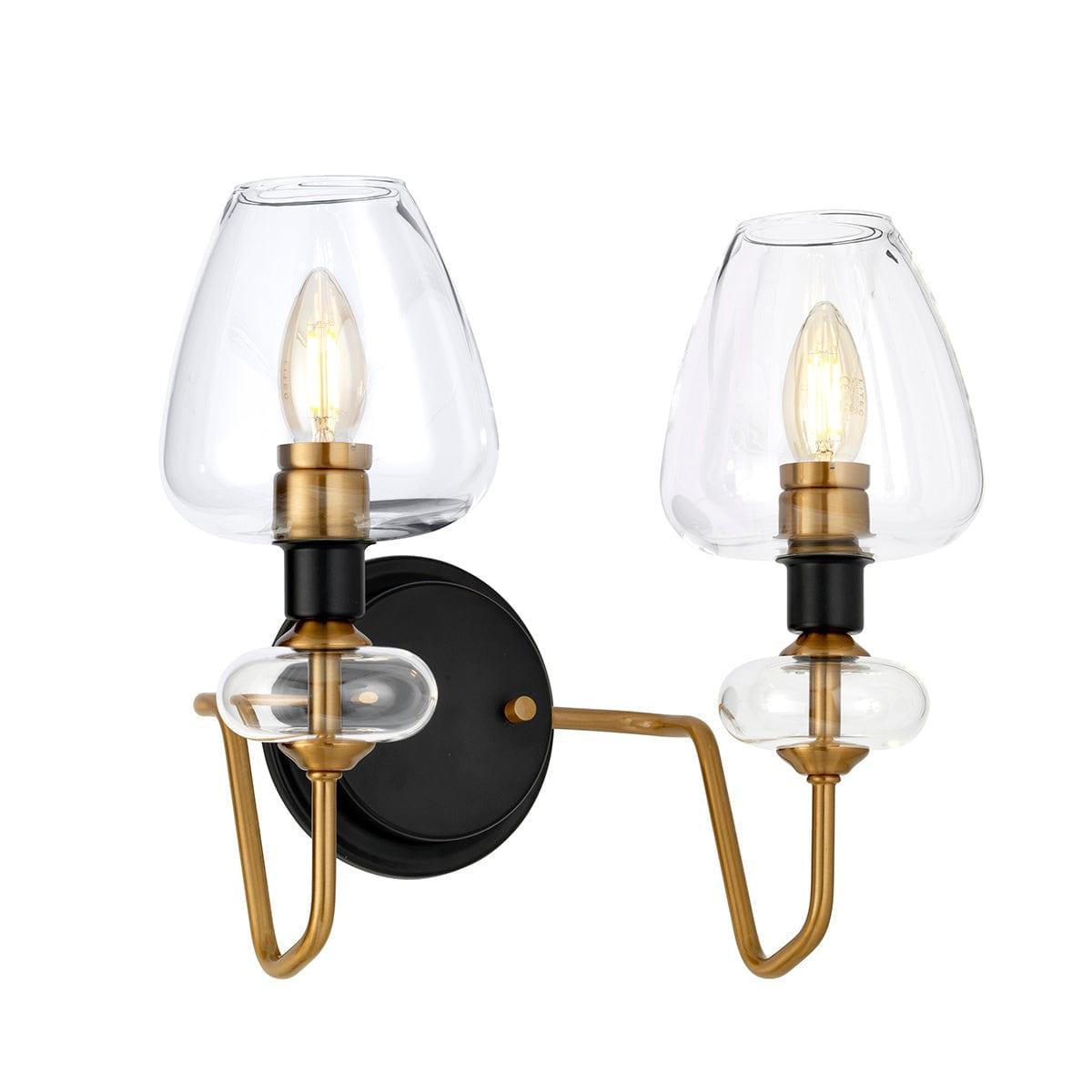 Elstead Lighting Armand Double Aged Brass Wall Light - Vintage Sconce for Living Room, Bedroom & Hallway