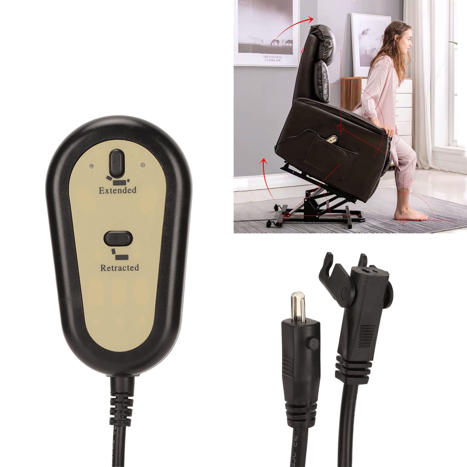 12-32V Electric Recliner Switch Controller with Ergonomic Buttons - Lift Chair & Sofa Manual Control for Home, Hospital & Elderly Care (Yctze Brand)