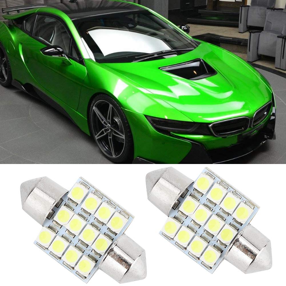 Suuonee 20Pcs 31mm Super Bright LED Light Bulbs for Car Interior - 12SMD 1210 Auto Dome Map Lights Replacement - Perfect for Dashboard, Glove Box & Door Panel Lighting