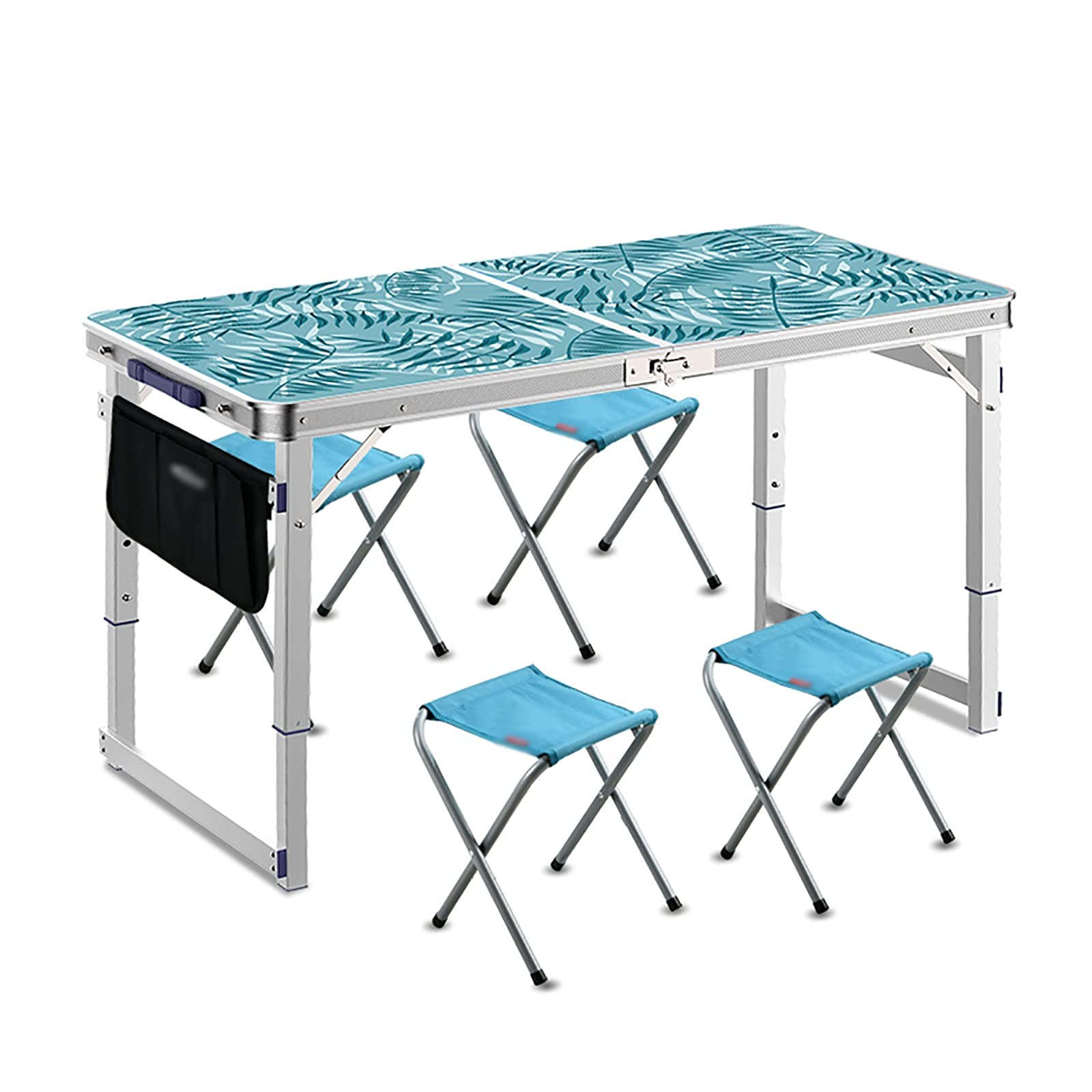 Foldable Lifting Table with 4 Chairs - Portable Outdoor Camping, Picnic, Beach & Balcony Furniture Set for Home, Garden & Travel Use