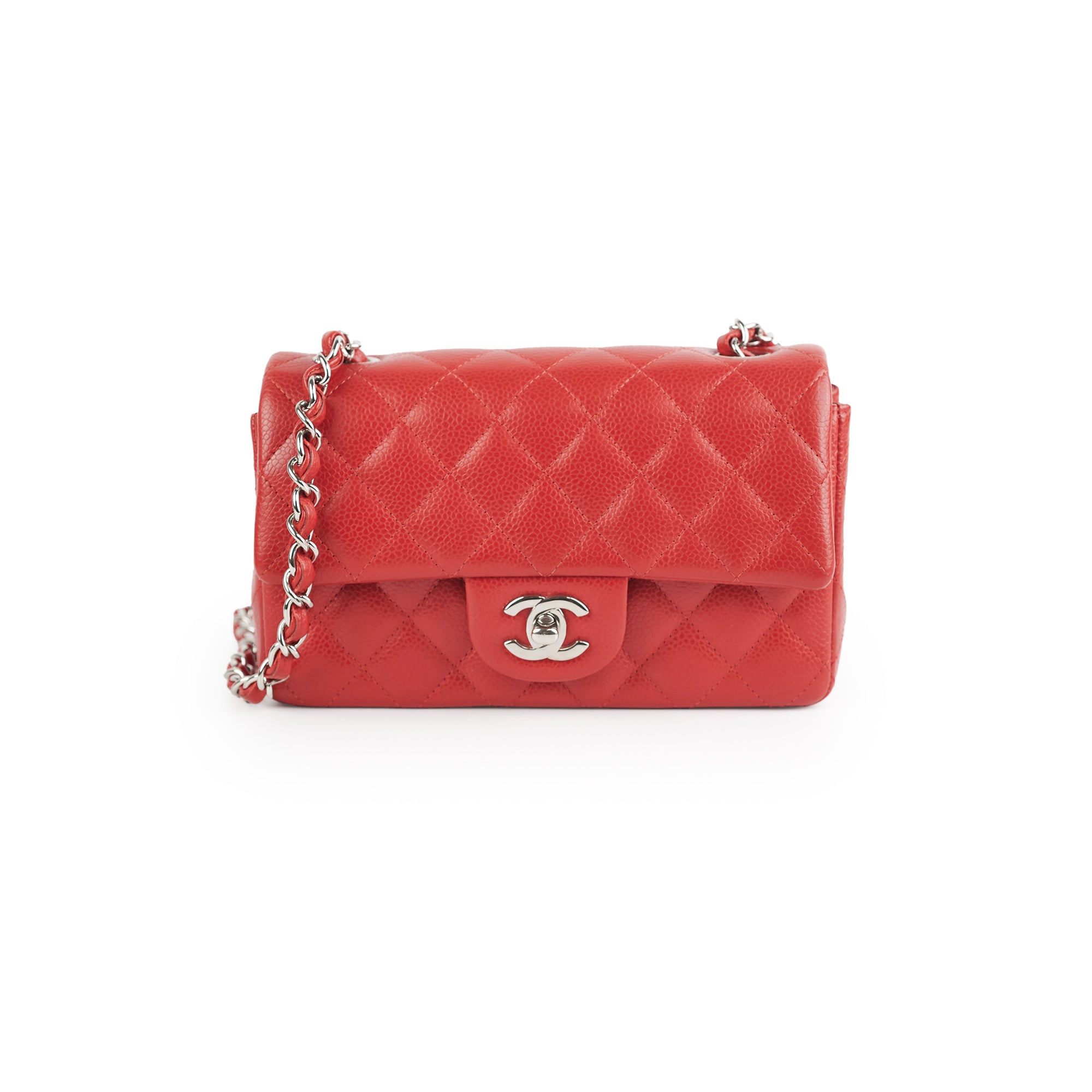 Chanel Mini Rectangular Flap Bag in Red Caviar Leather - Luxury Crossbody Purse for Women, Perfect for Parties & Date Nights