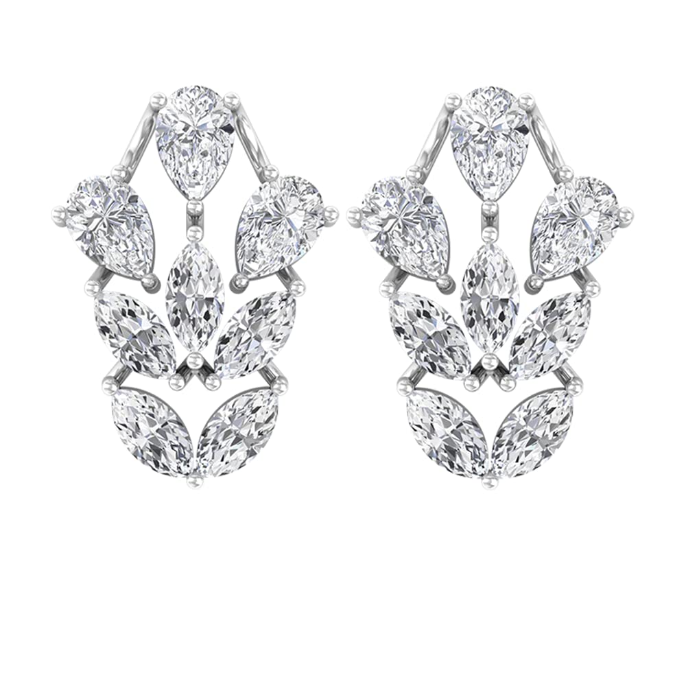 10K Solid Gold Zircon Stud Earrings for Women – Elegant Cubic Zirconia Cluster Earrings | Perfect for Parties, Weddings & Everyday Wear