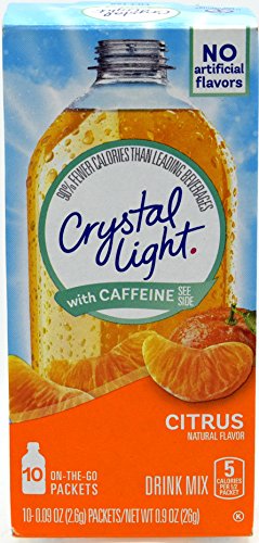 Crystal Light On The Go Citrus With Caffeine Drink Mix - 10 Packets per Box (Pack of 40) - Refreshing Energy Boost for Workouts, Travel & Daily Hydration