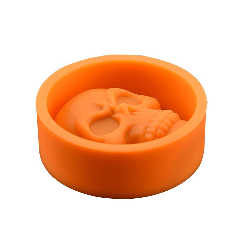 DOITOOL Food Grade Silicone Mini Baking Molds - Skull Shaped Jelly, Cake & Candy Molds for Halloween, Birthday Parties & DIY Desserts (Orange)