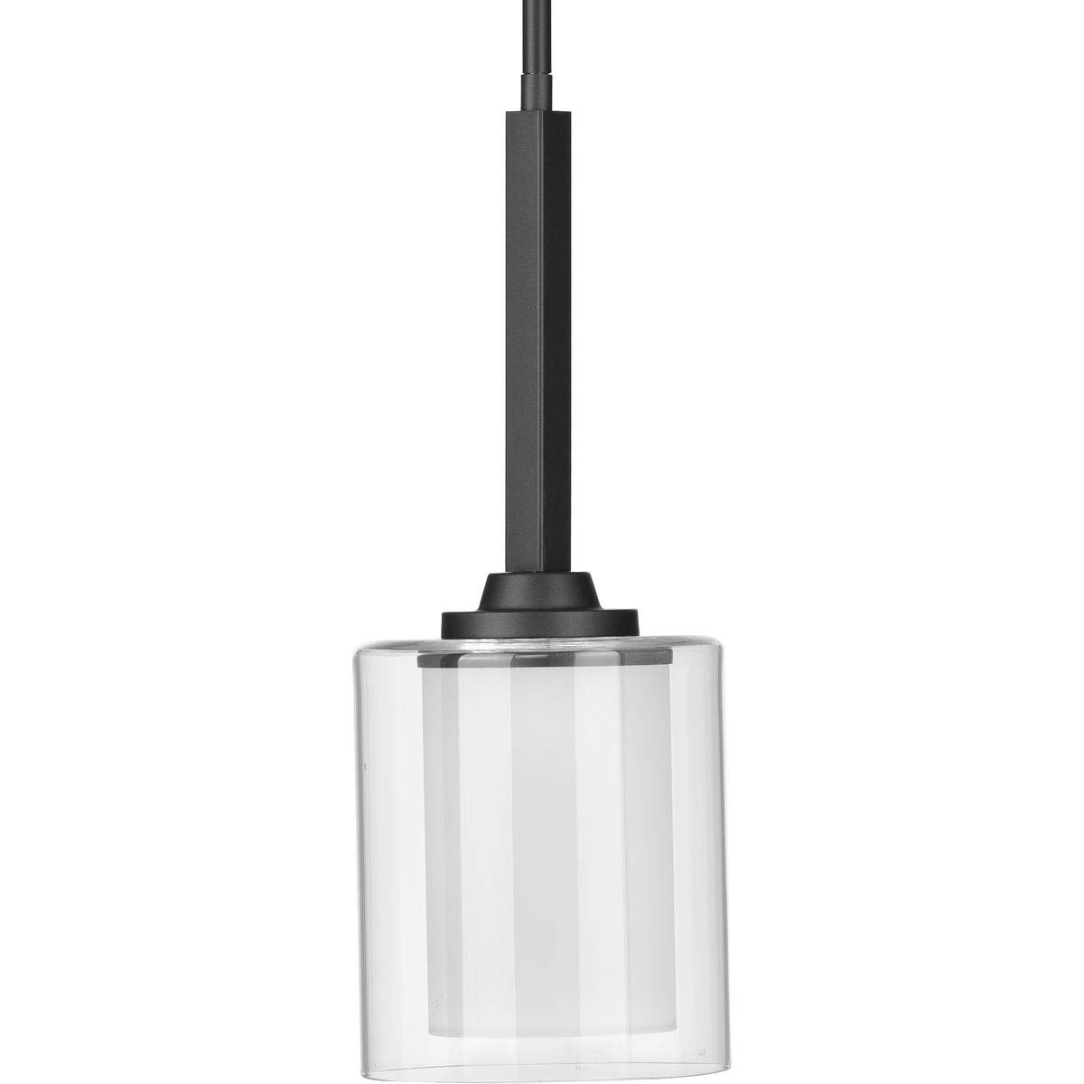 Kene Collection 1-Light Clear Glass Craftsman Pendant Light Fixture in Graphite - Vintage Industrial Ceiling Lighting for Kitchen Island, Dining Room & Bedroom