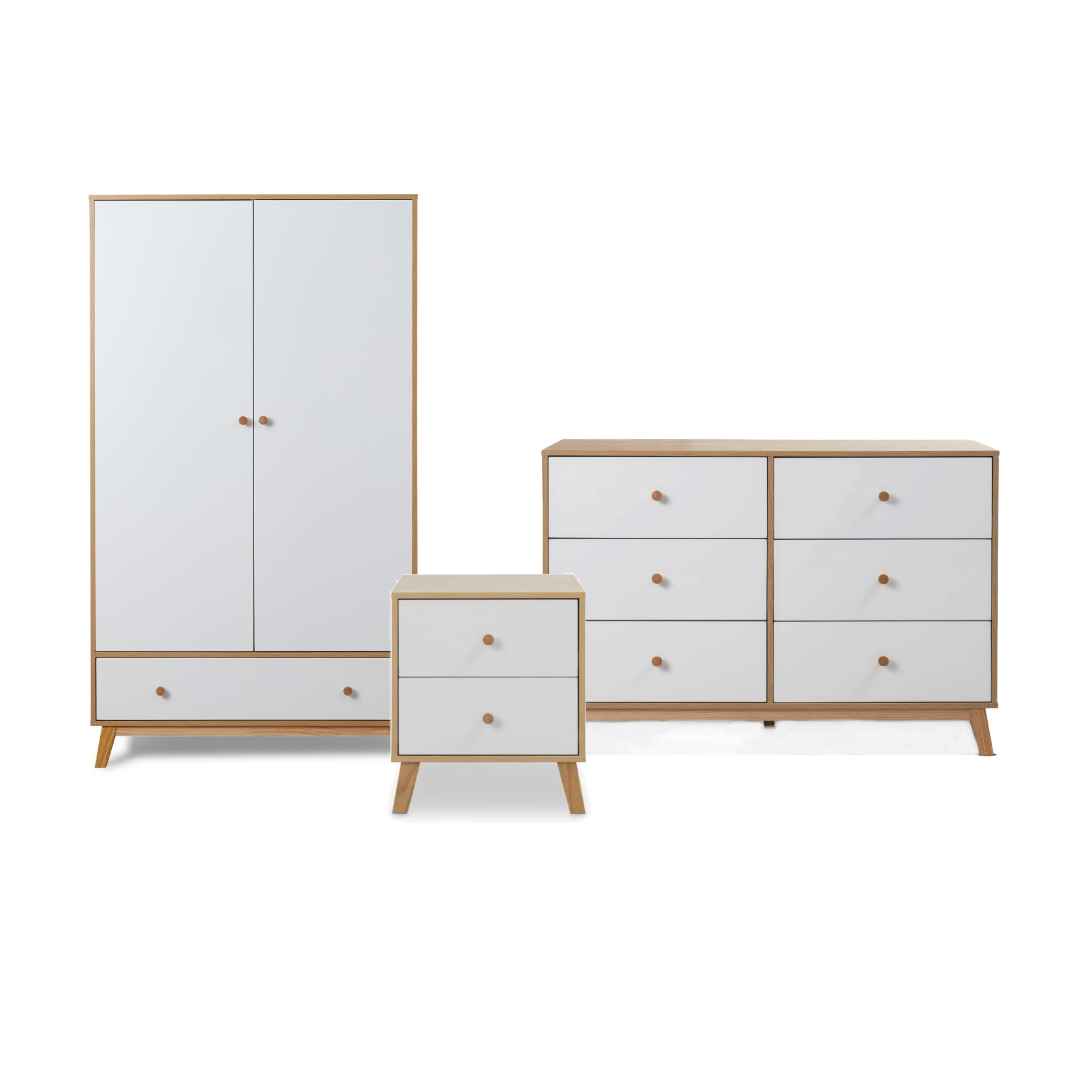 Aspen White Natural 3-Piece Bedroom Set - Queen Size Bed, Nightstand & Dresser - Perfect for Modern Master Bedrooms & Guest Rooms
