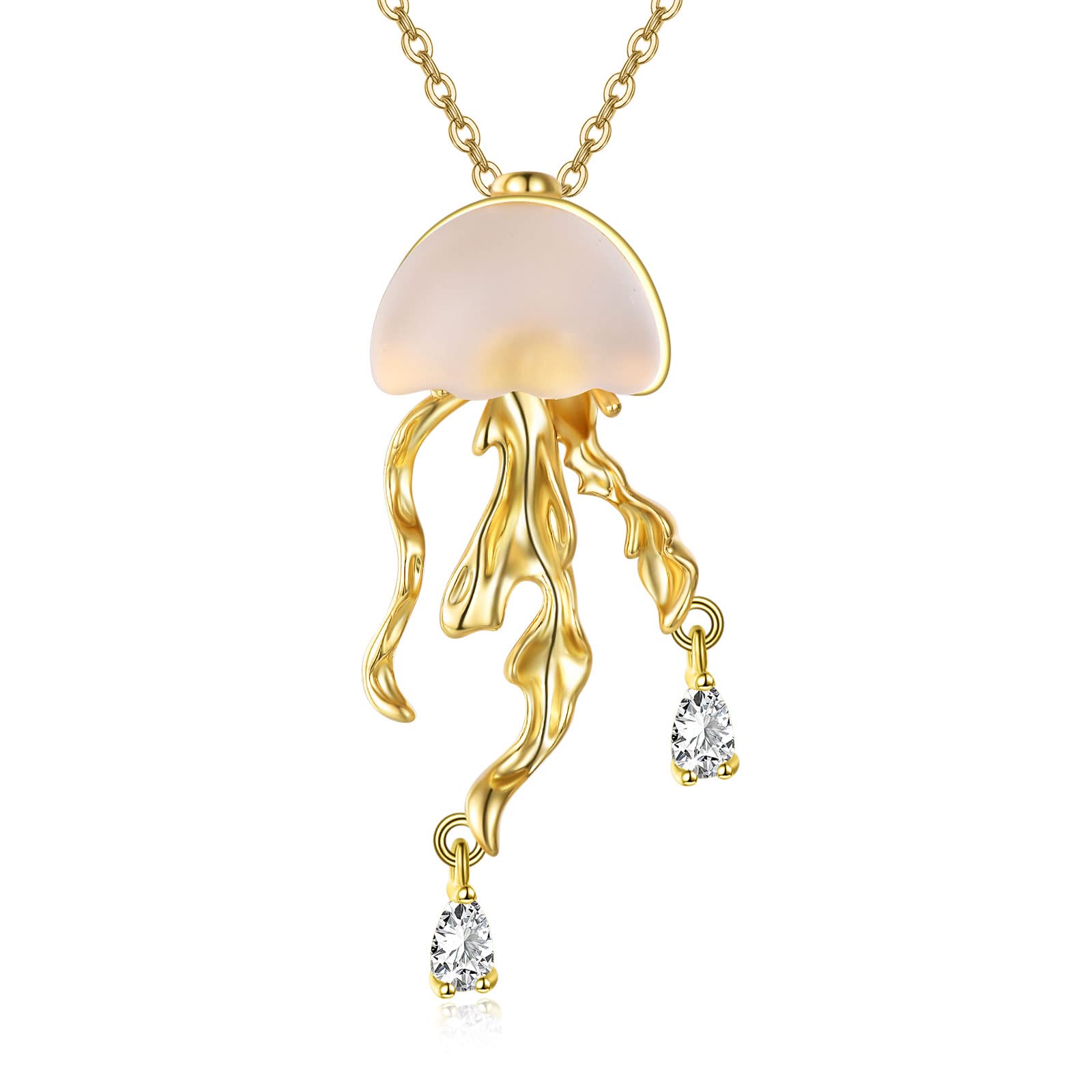 SILBAZ Jellyfish Necklace for Women - Ocean Themed Jellyfish Pendant Fashion Jewelry - 16 Inch Adjustable Chain - Perfect Birthday Gift for Girls, Teens & Best Friends - Ideal for Beach Parties, Summer Outfits & Marine Lover Gifts