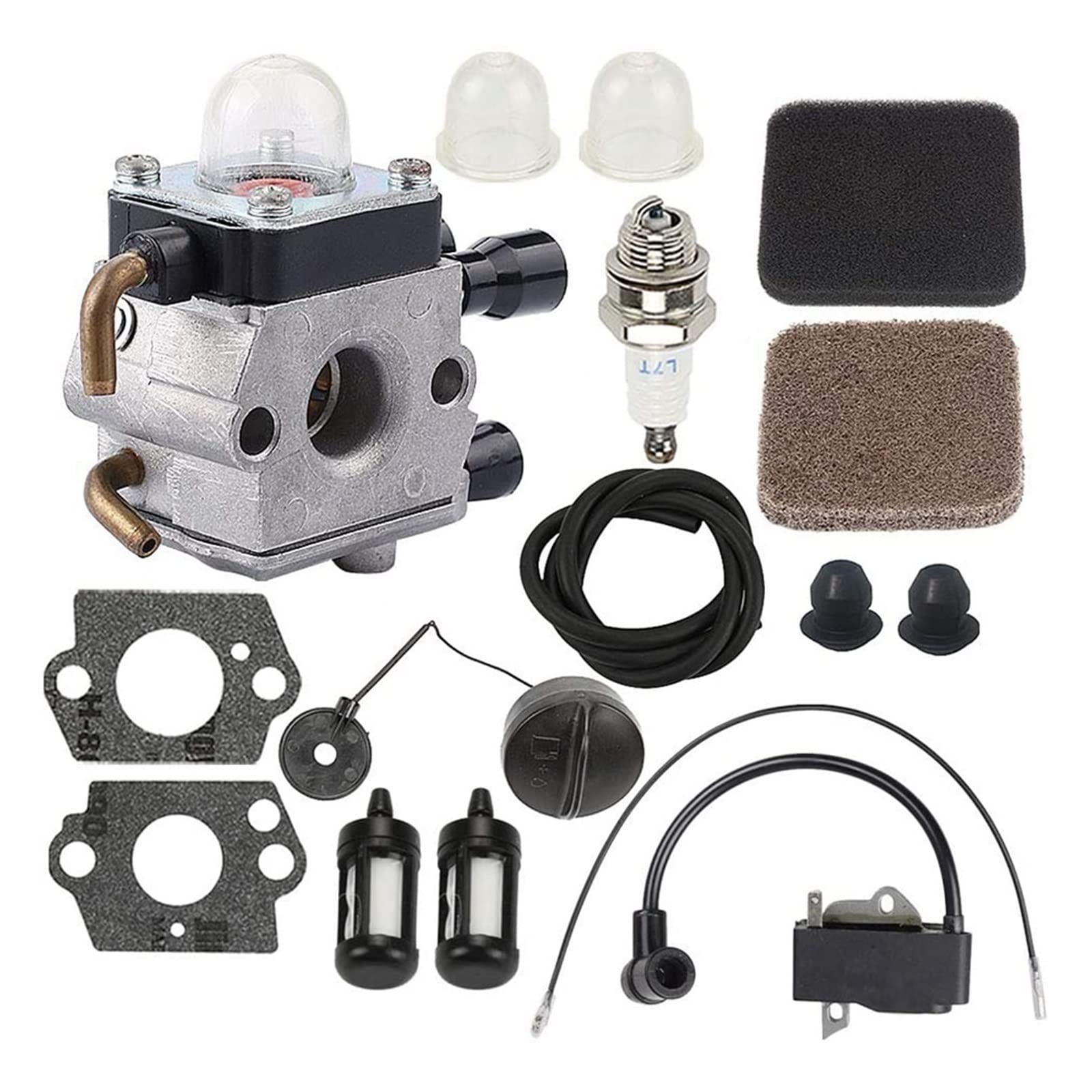 High-Performance GAOZ Carburetor & Ignition Coil Kit - Compatible with Stihl FS80 FS85 Series (FS80R/FS85R/FS85T/FS85RX) String Trimmers - Replaces 4137-120-0606 & 4137-120-0608 - Perfect for Lawn Maintenance & Landscaping Tools