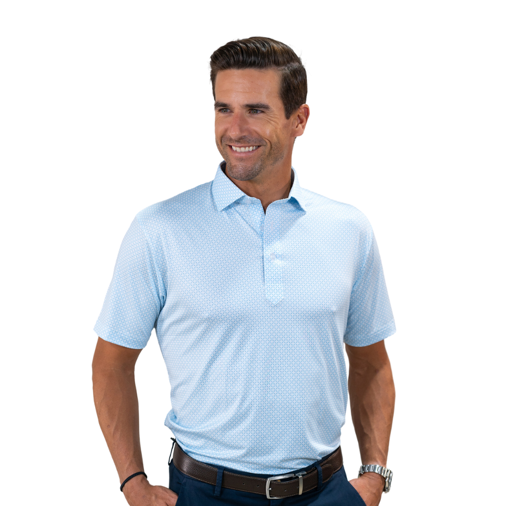 Men's Featherweight Flex Polo Shirt - Collar & Co Ocean Key Blue - Breathable, Comfortable & Stylish for Golf, Casual Wear & Outdoor Activities