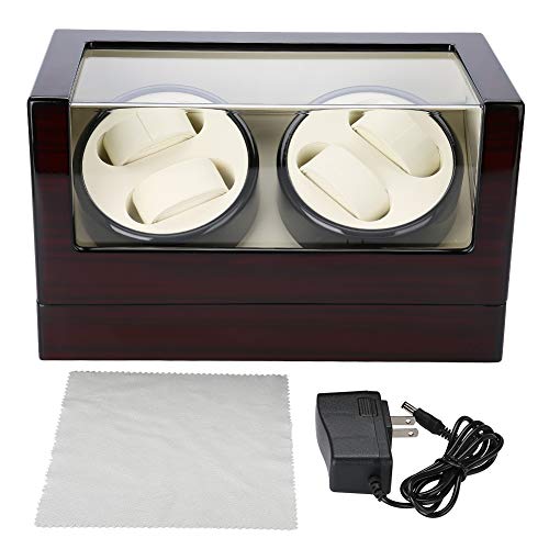 Premium Automatic Watch Winder Box for 4 Watches - Mechanical Rotation Storage & Display Case with 100-240V Power Adapter - Perfect for Luxury Watch Collection, Travel & Home Decor