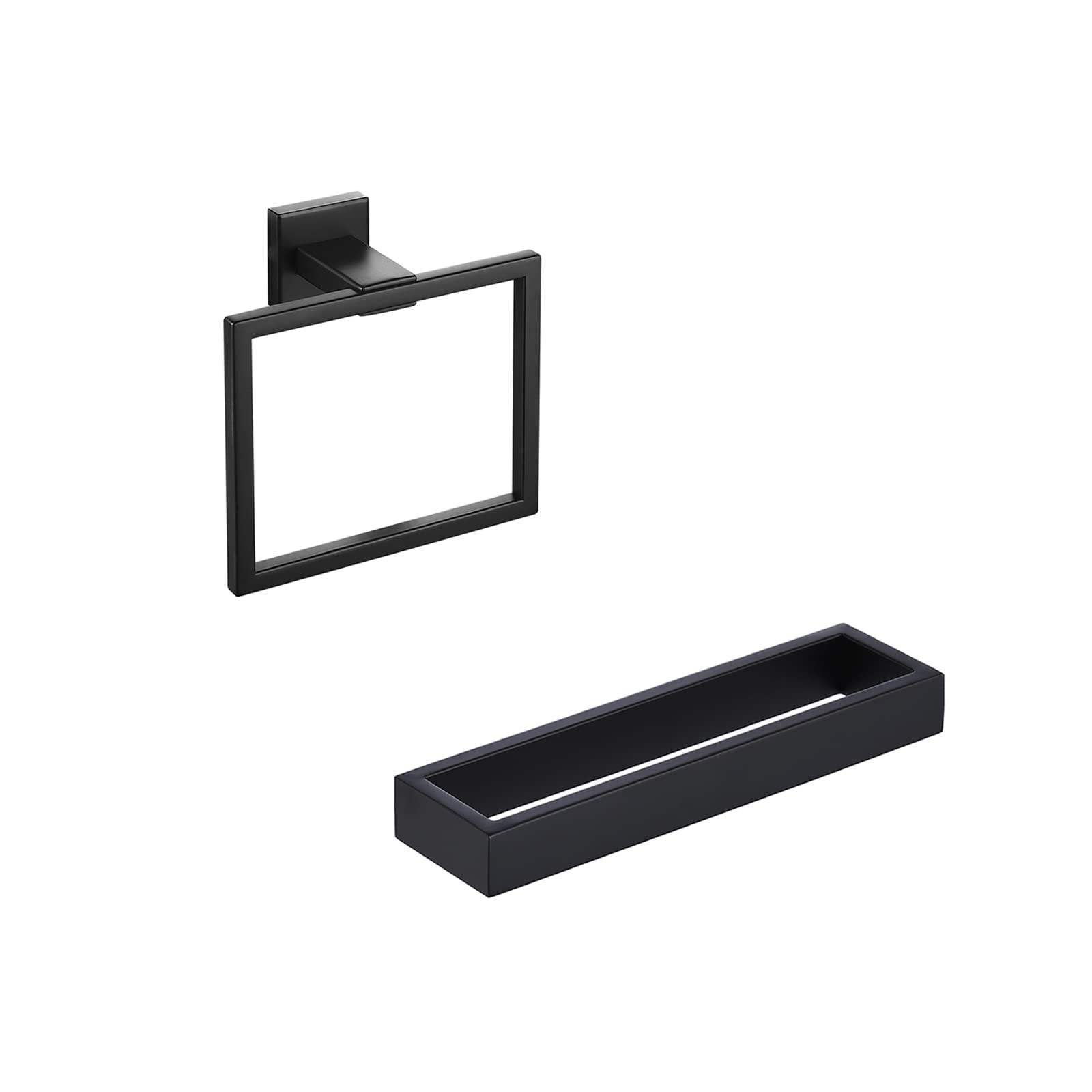 10 Inch Stainless Steel Towel Holder & Bathroom Towel Ring - Matte Black Wall Mount (SUS304) - Perfect for Bathroom, Kitchen & Laundry Room Organization - A23080-BK+A2480DG-BK-UPC