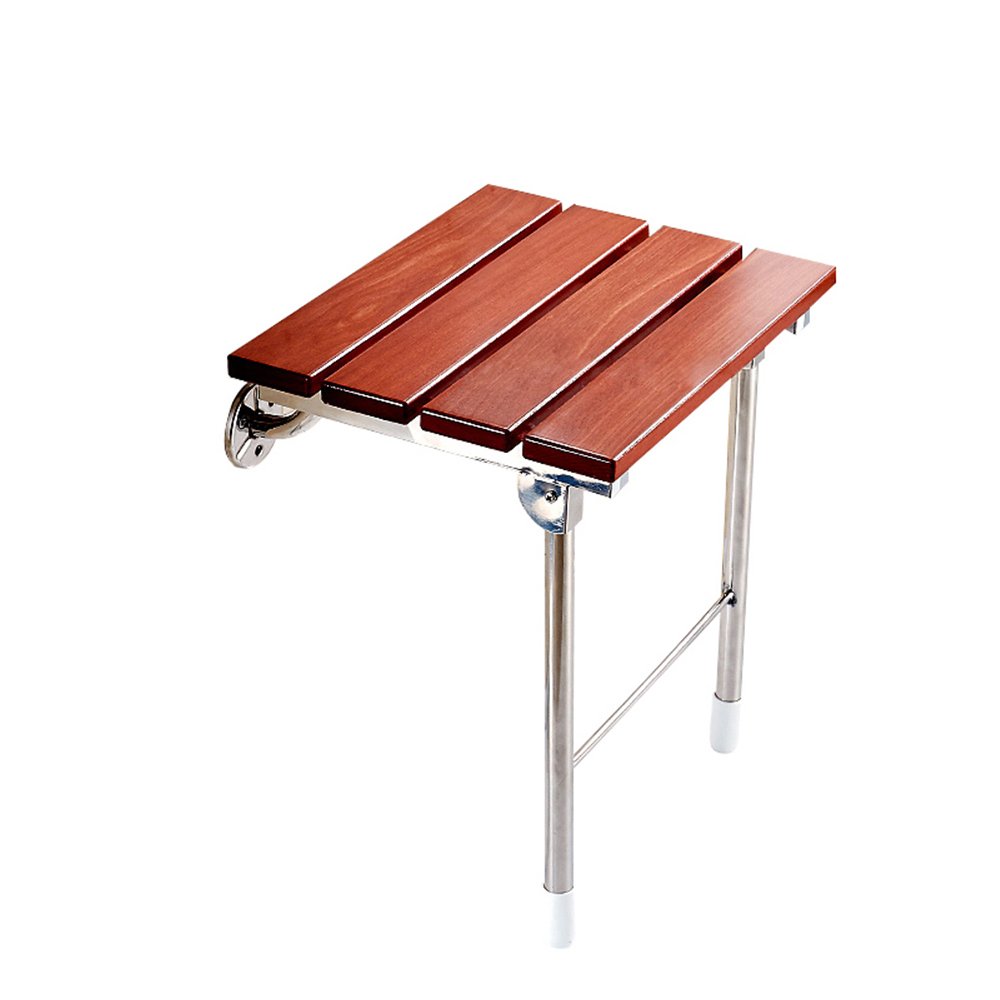 **Foldable Shower Stool - Solid Wood Bathroom Chair with Stainless Steel Frame, Wall-Mounted & Space-Saving Design, Supports 160KG (34x38x46cm) - Ideal for Elderly, Disabled & Small Bathrooms**