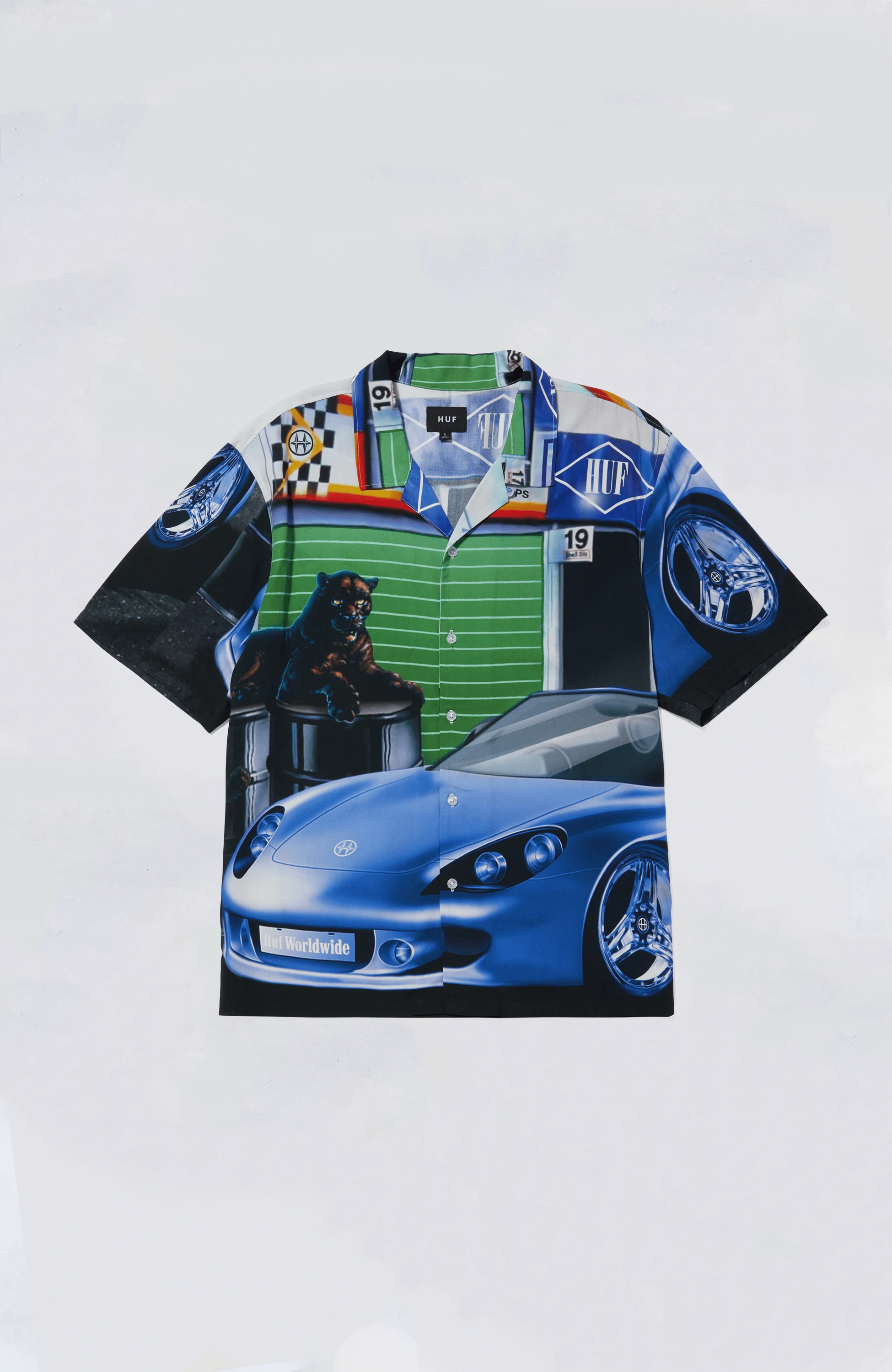 HUF Trophy Short Sleeve Resort Shirt for Men - Casual Summer Beach Shirt, Perfect for Vacation, Pool Party, and Outdoor Activities