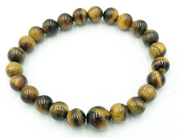 Authentic 8mm Tiger's Eye Beaded Bracelet - Long Mala Prayer Beads for Meditation, Yoga & Spiritual Healing - Unisex Healing Crystal Jewelry Gift