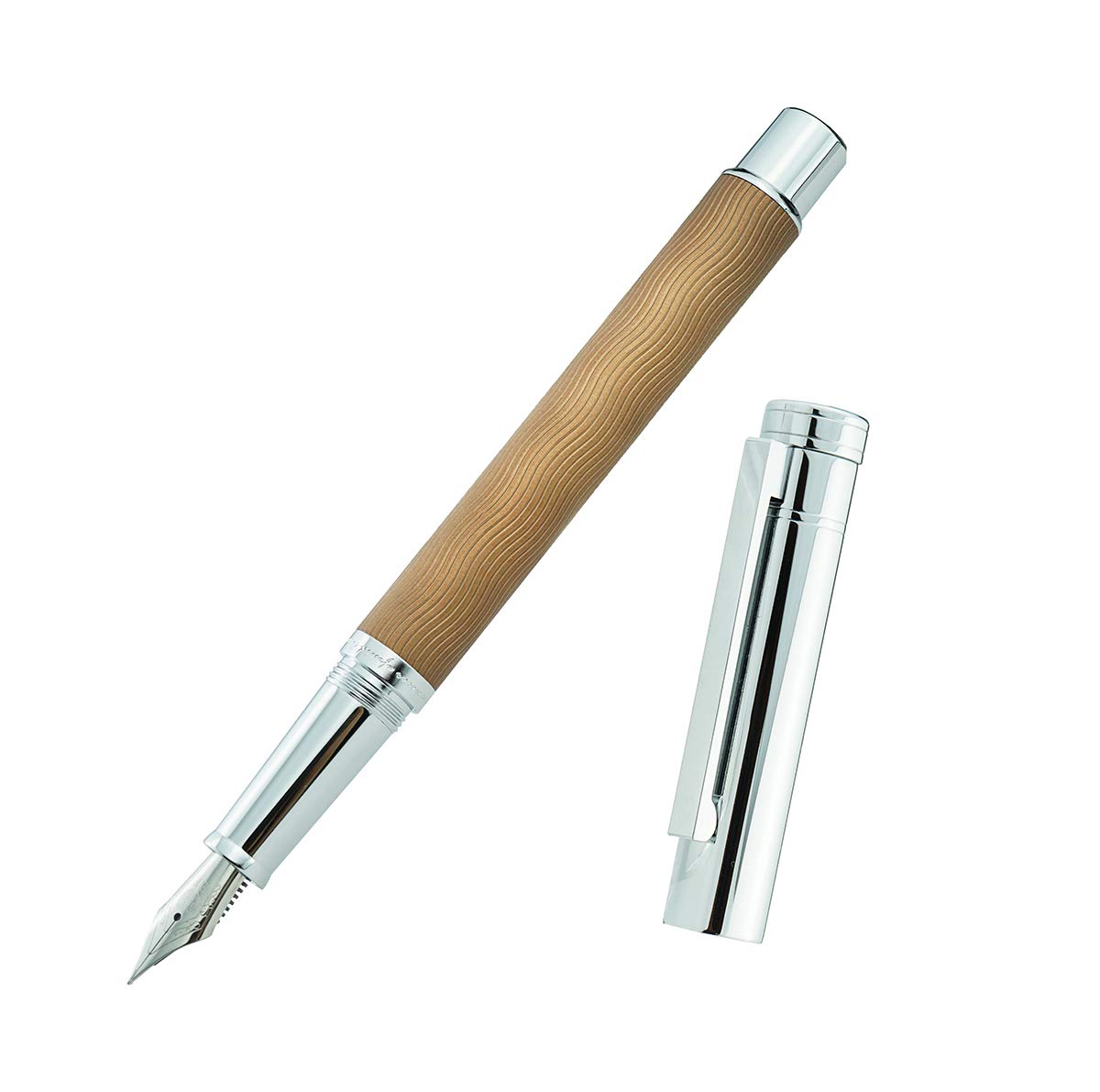 Hongdian 1843 Brown Fountain Pen - Extra Fine Nib, Solid Metal Body with Elegant Ripple Pattern | Includes Refillable Ink Converter & Premium Metal Pen Case | Perfect for Calligraphy, Journaling & Professional Writing