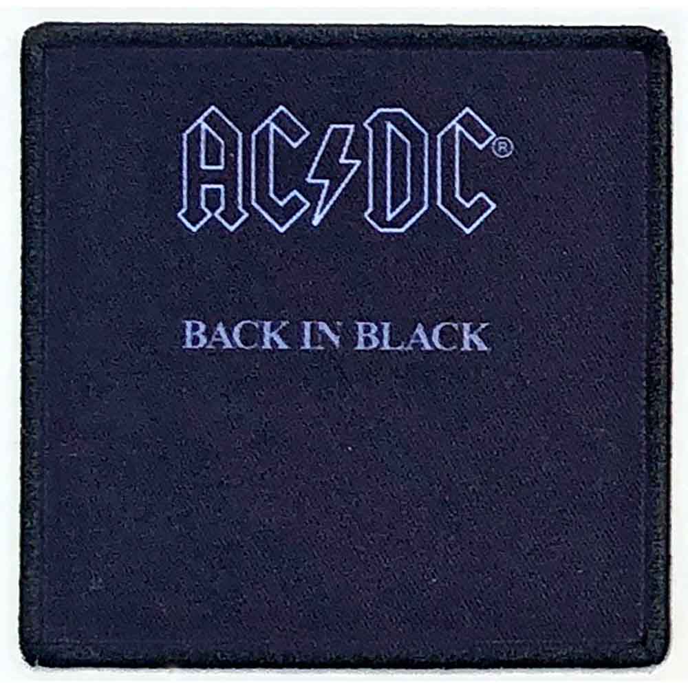 AC/DC Iron On Patches - Back In Black Album Design - Perfect for Jackets, Jeans & Backpacks - Rock Band Merchandise for Fans