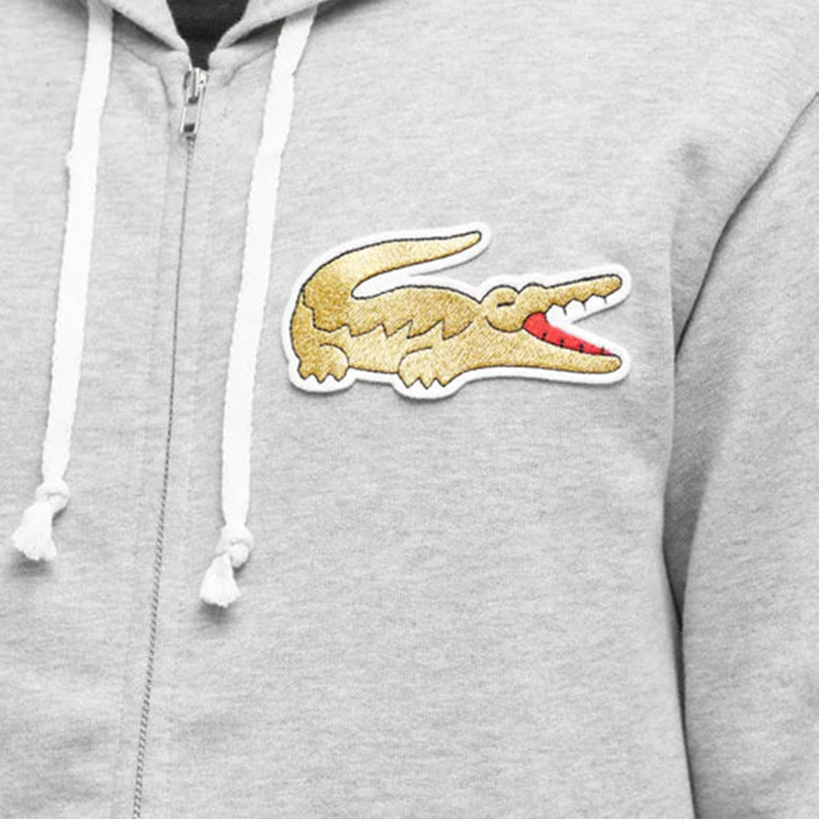 CDG x Lacoste Zip-Up Hoodie for Men & Women - Grey Cotton Blend Pullover for Casual & Streetwear Style | Perfect for Everyday Wear, Gym & Outdoor Activities