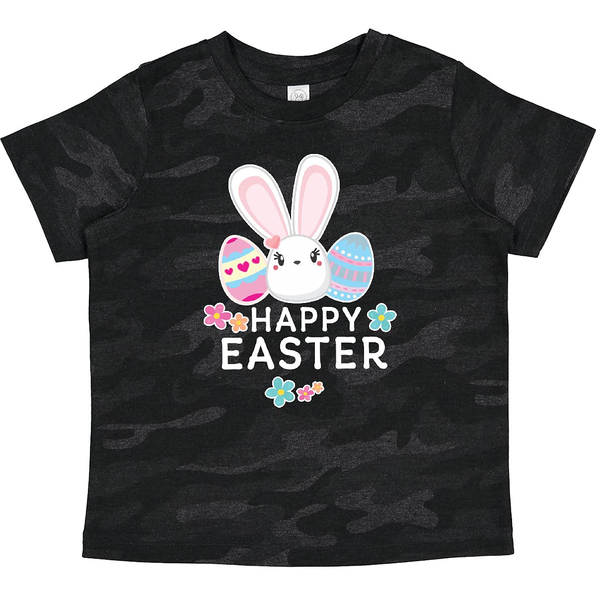 Inktastic Happy Easter Bunny Head & Easter Eggs Toddler T-Shirt - Cute Easter Outfit for Boys & Girls