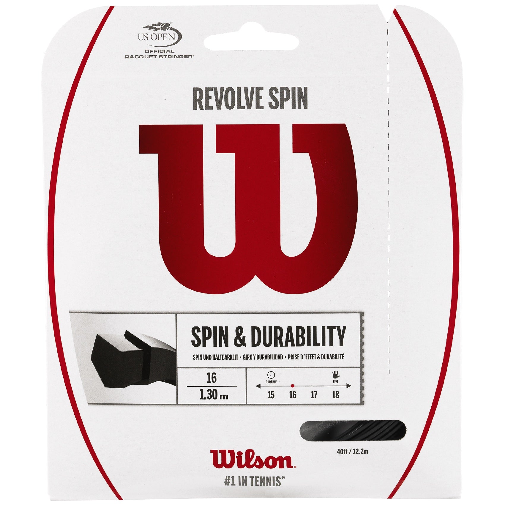Wilson Revolve Spin Black Tennis String - High Performance Polyester String for Spin & Control | Perfect for Competitive Play & Training
