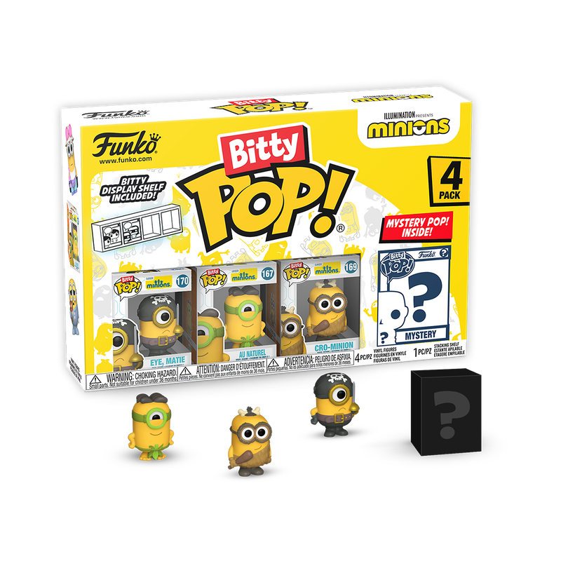 Bitty Pop Minions 4 Pack Series 1 - Collectible Minion Figures for Kids & Adults - Perfect for Gifts, Display, and Play