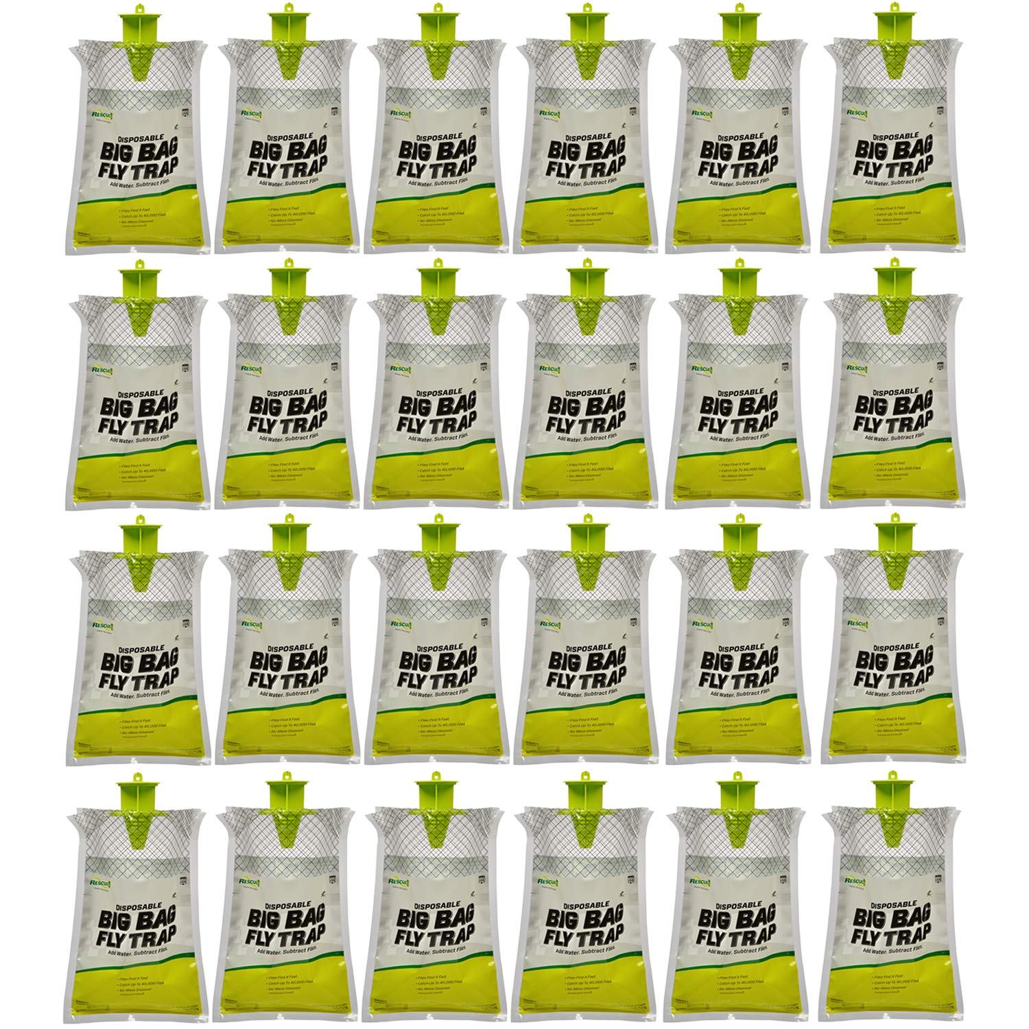 RESCUE! Big Bag Fly Trap – Disposable Outdoor Fly Catcher for House, Yard, Garden | 24 Pack Fly Traps for Effective Pest Control | Ideal for Patio, Barn, Farm & Backyard Use